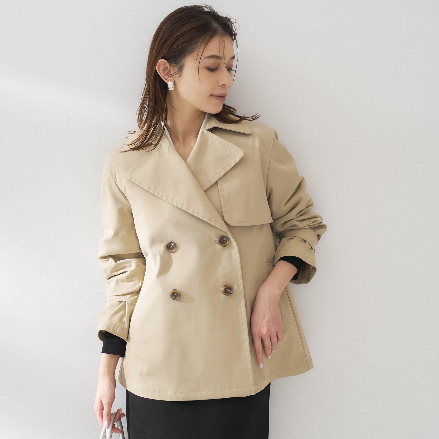UNTITLED「【定番人気/はっ水/洗える】タスランショートトレンチコート」|トレンチコート|