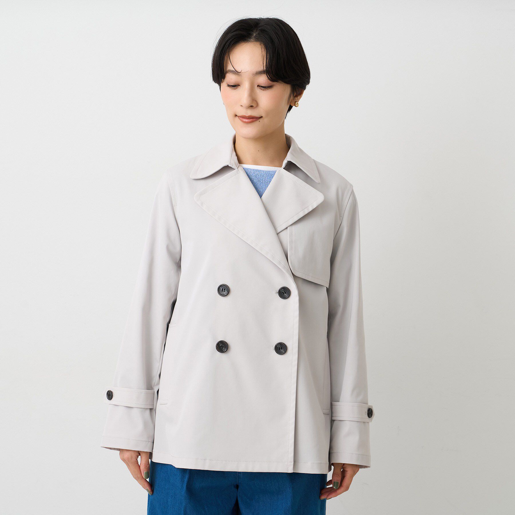 UNTITLED「【定番人気/はっ水/洗える】タスランショートトレンチコート」|トレンチコート|
