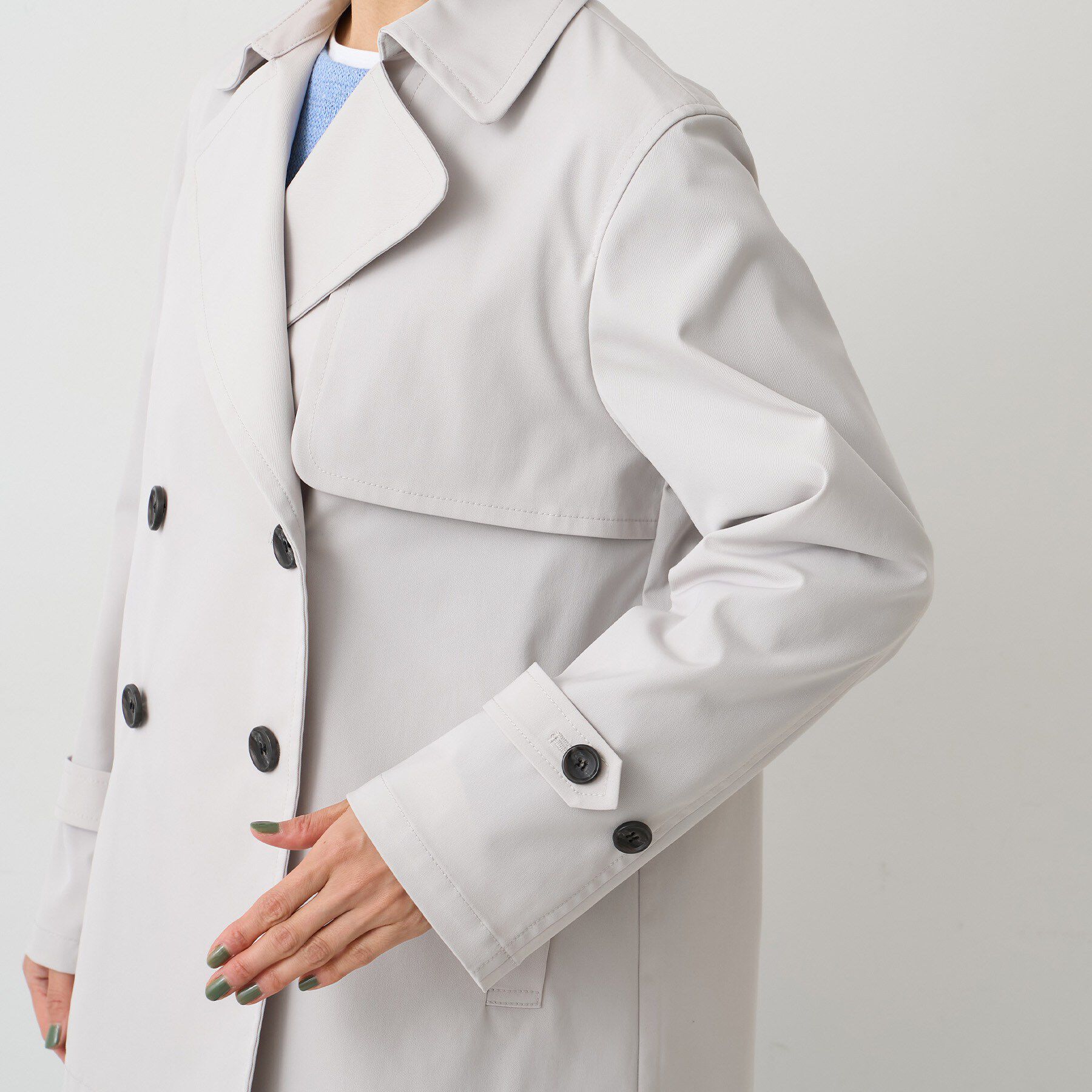 UNTITLED「【定番人気/はっ水/洗える】タスランショートトレンチコート」|トレンチコート|