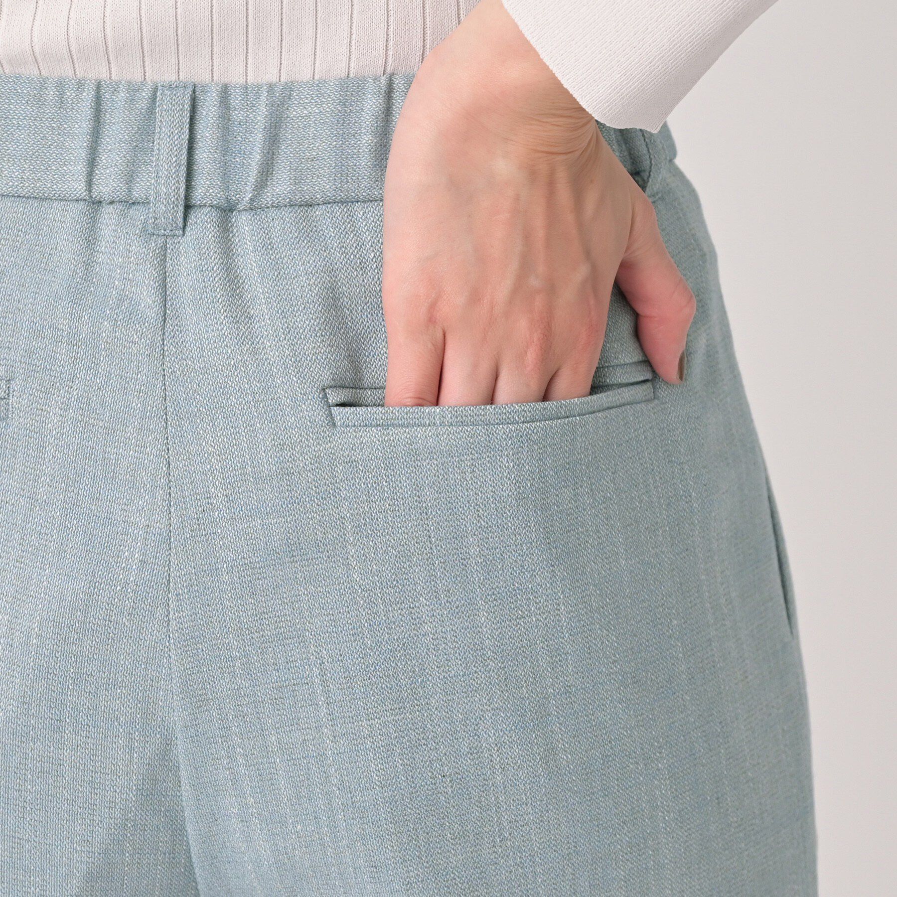 UNTITLED「【洗える/後ろウエストゴム】シャンブレーワイドパンツ」|その他|