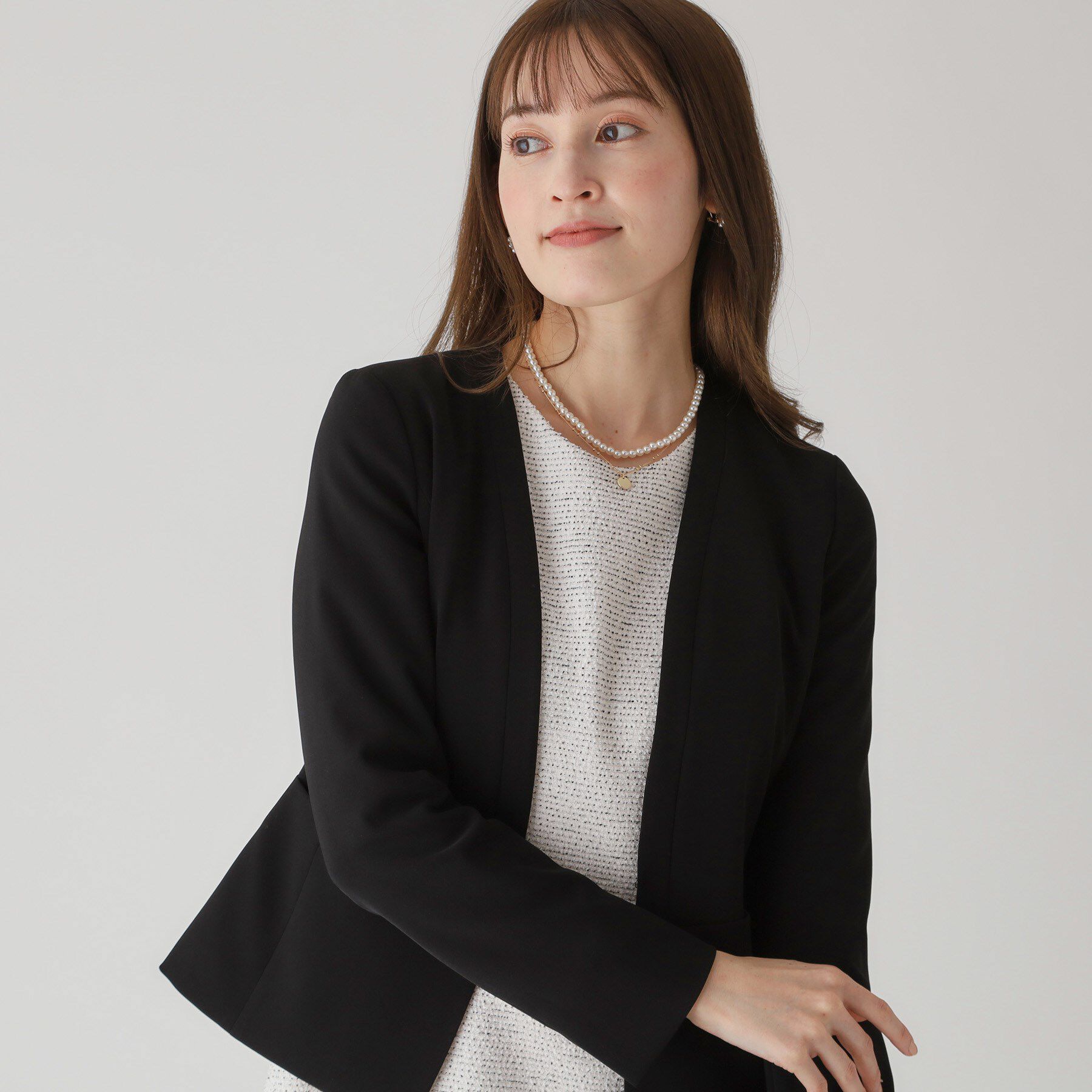 COUP DE CHANCE「【洗える／日本製】ノーカラージャケット」|ノーカラージャケット|ブラック(019)