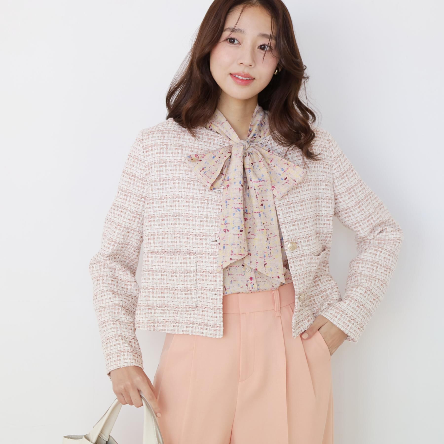 COUP DE CHANCE「【ON/OFF着回し】カラーツイードジャケット」|ノーカラージャケット|