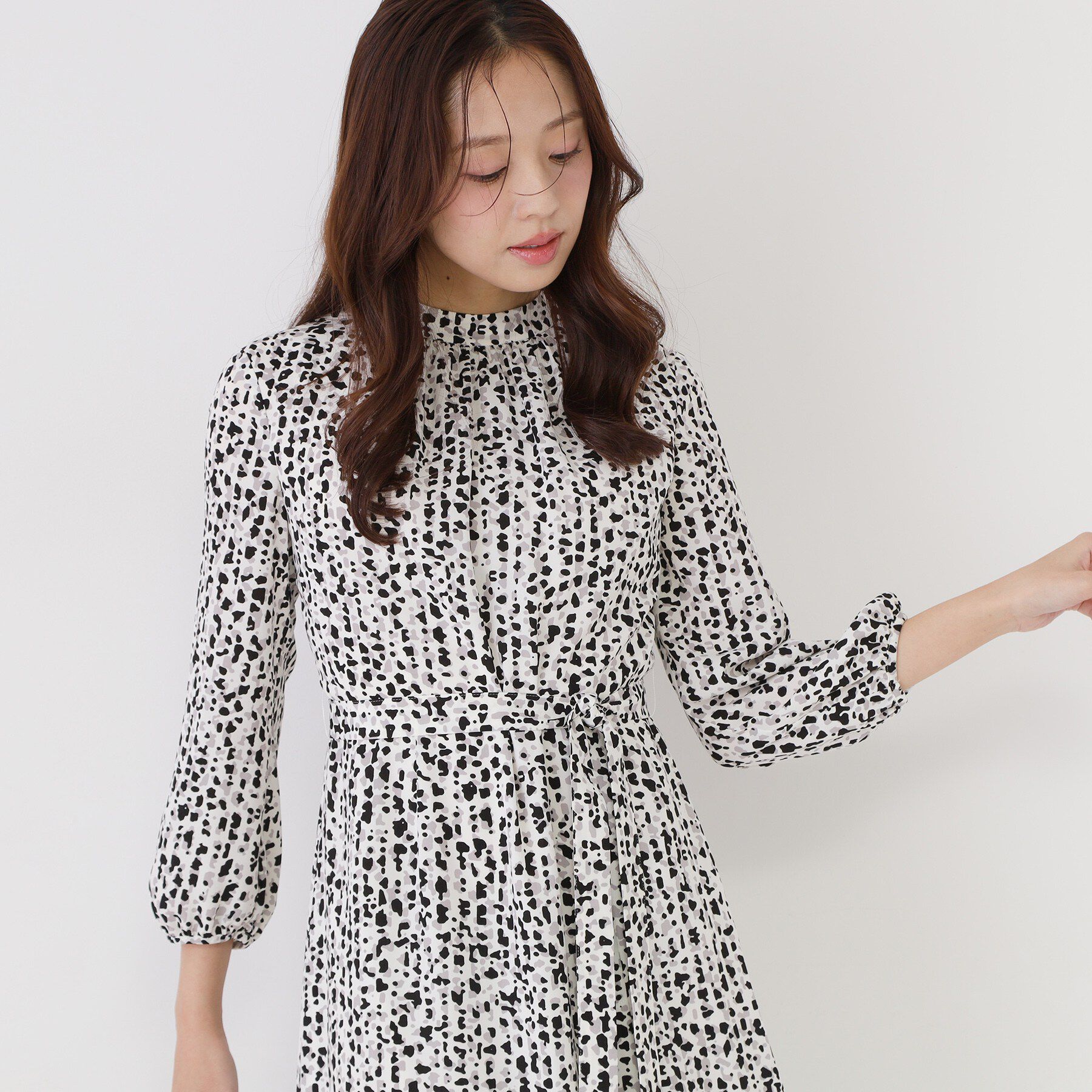 COUP DE CHANCE「【手洗い可／日本製】幾何柄エレガントワンピース」|ワンピース|