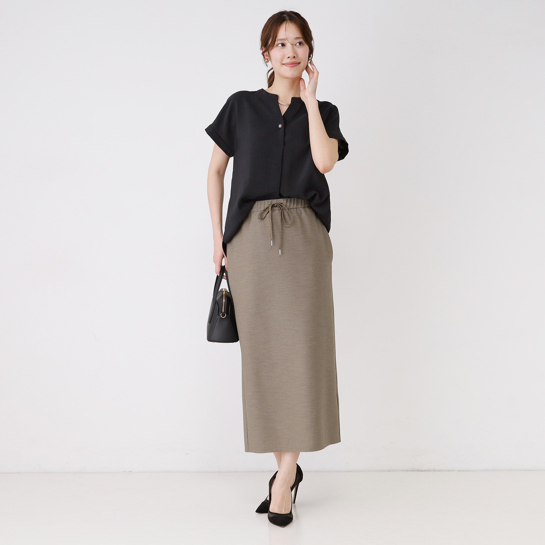 COUP DE CHANCE「【手洗い可／セットアップ可】キーネックブラウス」|シャツ・ブラウス|