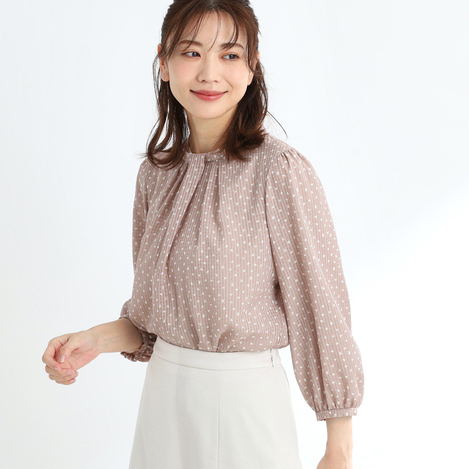 Reflect「【マシンウォッシュ可／セットアップ可能】コツキ柄プリントブラウス」|シャツ・ブラウス|