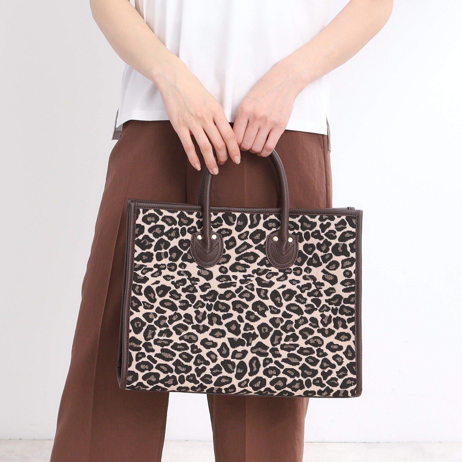 Reflect「【しっかり収納／ショルダー付き】レオパードジャカードバッグ」|トートバッグ|