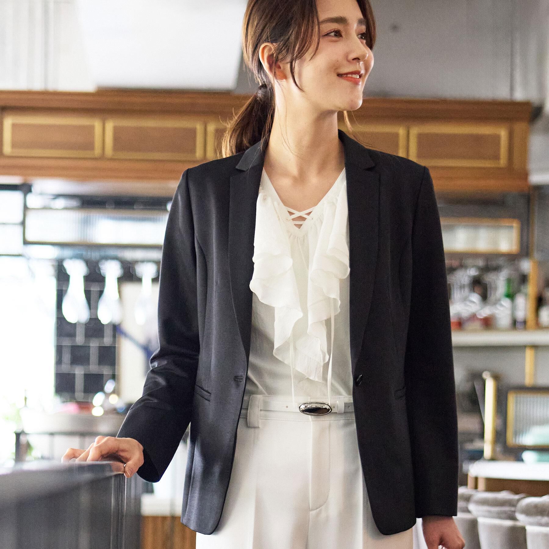 Reflect「【匠シリーズ】匠ジャケット／ロングテーラード」|テーラードジャケット|ブラック(019)