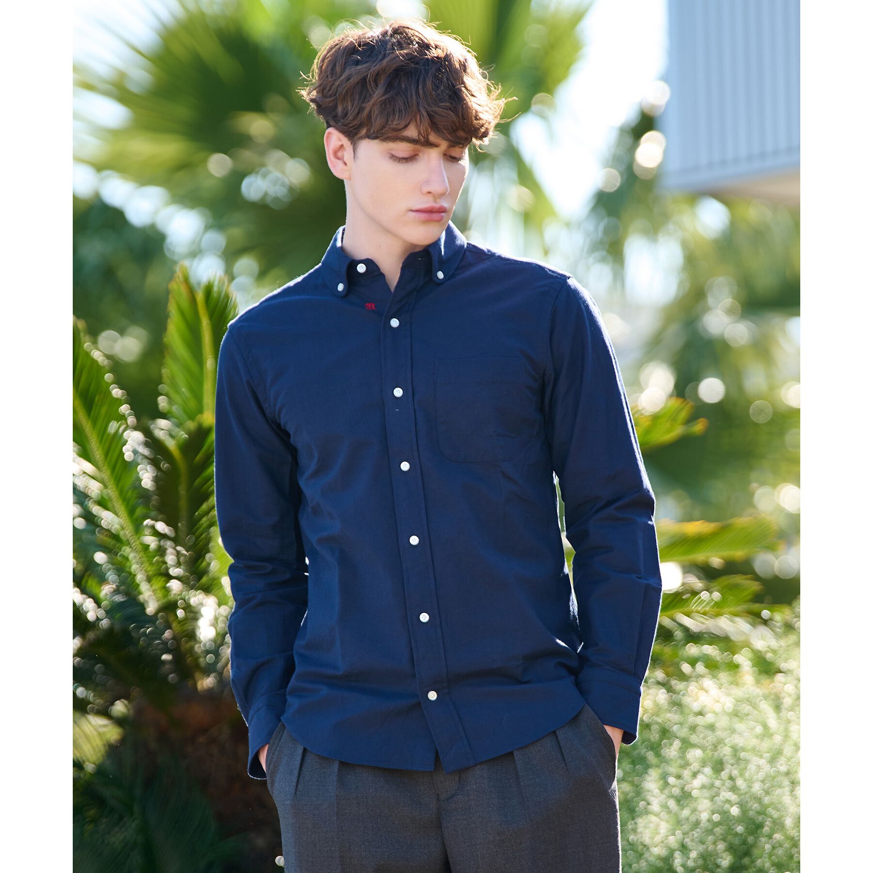 DRESSTERIOR「オックスフォード ラウンドカラーシャツ」|シャツ・ブラウス|ダークネイビー(09