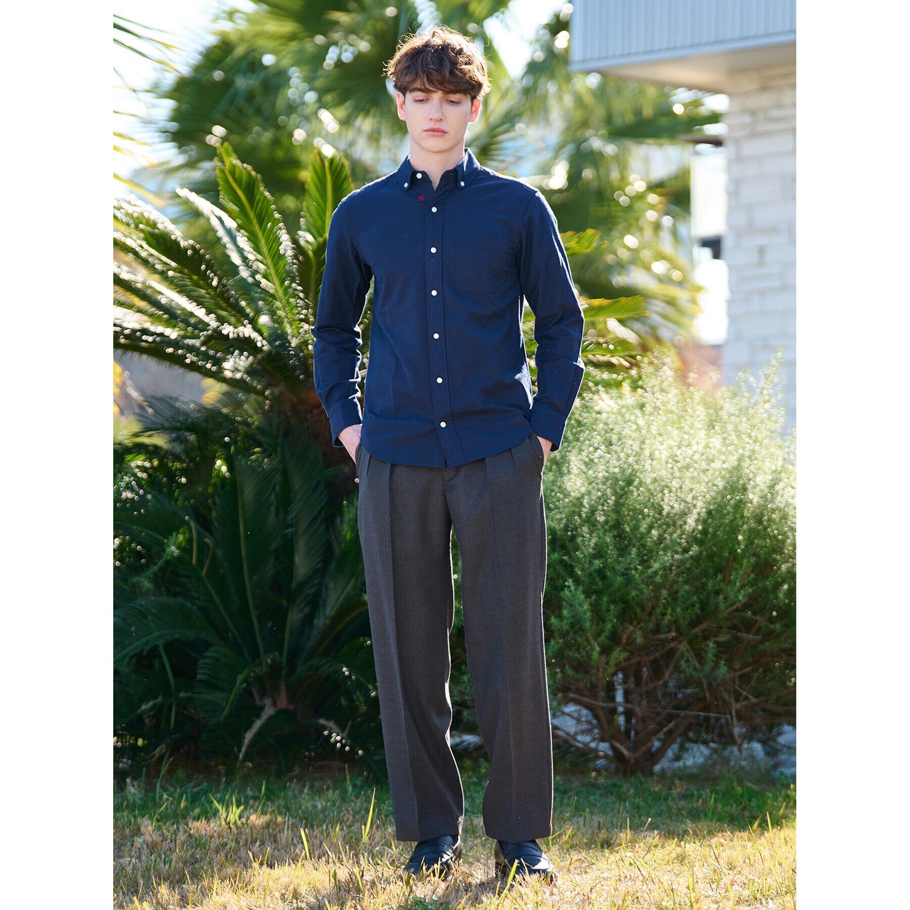 DRESSTERIOR「オックスフォード ラウンドカラーシャツ」|シャツ・ブラウス|