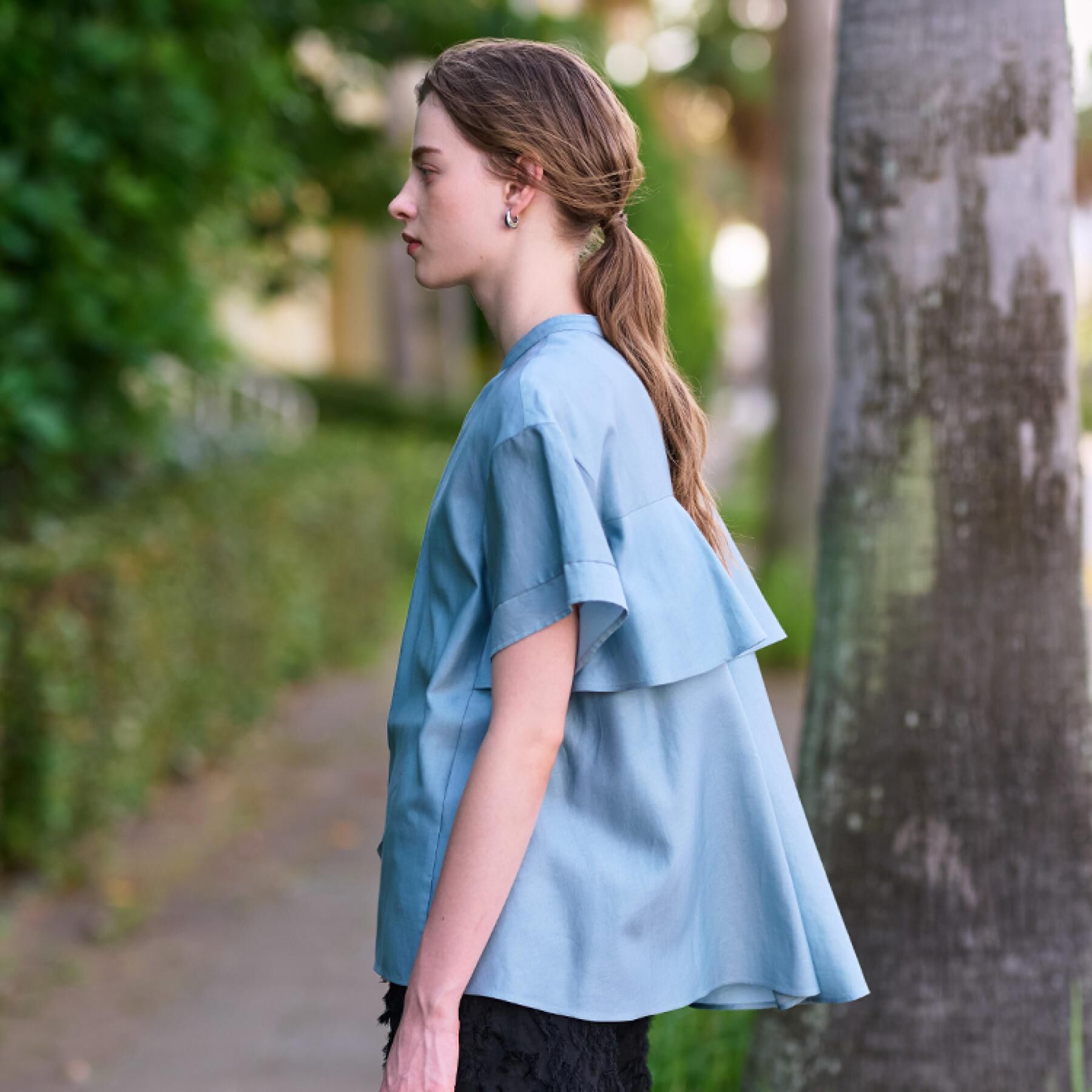 DRESSTERIOR「【洗える/コットン100％】バックフレアティアードブラウス」|シャツ・ブラウス|