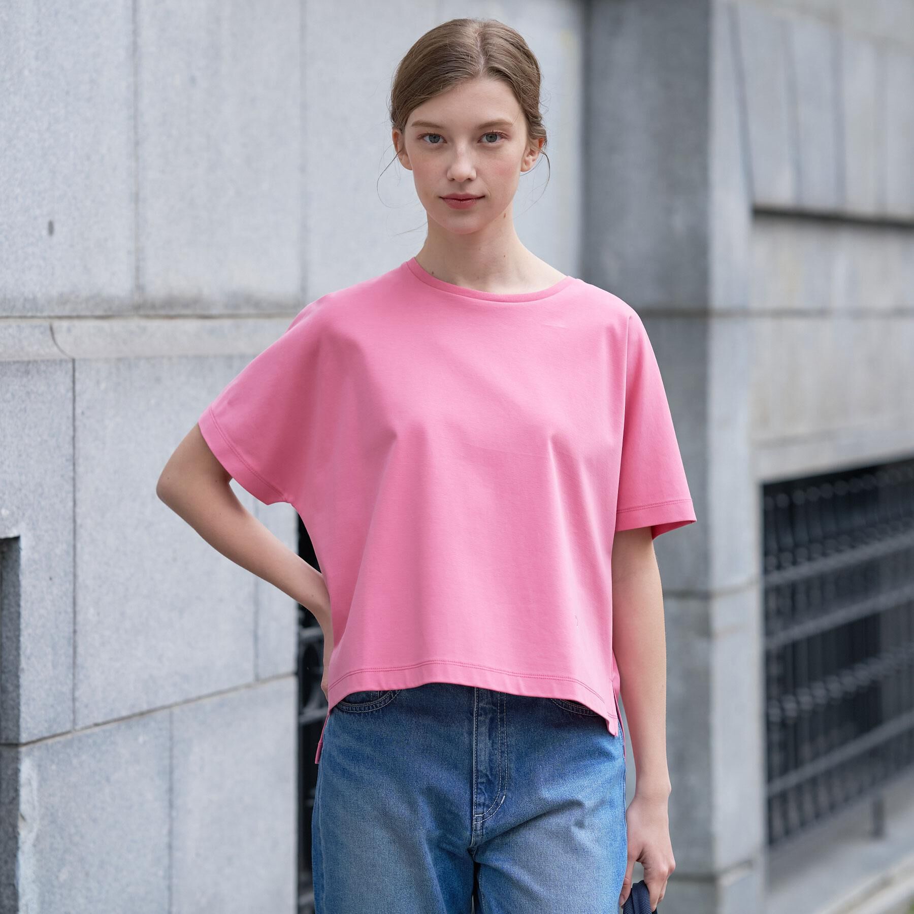 DRESSTERIOR「【接触冷感／抗菌防臭／消臭】アイスクリアコットンドルマンTシャツ」|Tシャツ・カットソー|