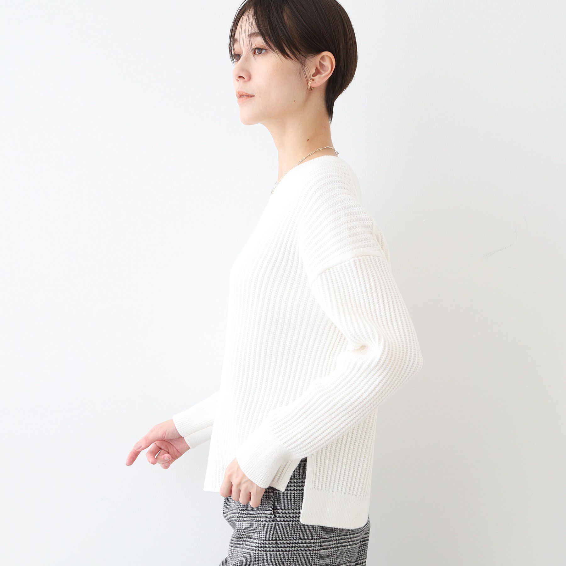 INDIVI「【洗える／コットン混】アシメデザインニット」|ニット・セーター|