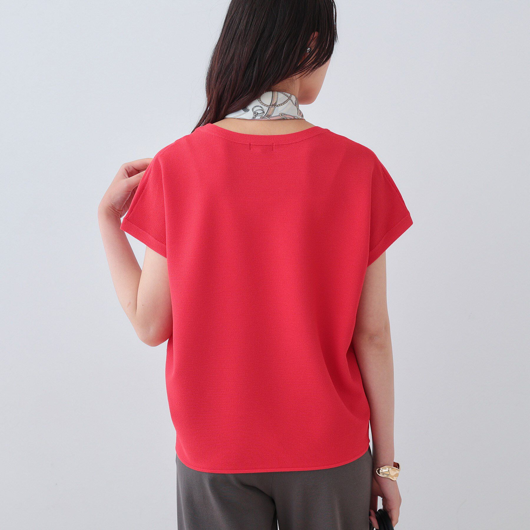 INDIVI「新色登場！【洗える／清涼感】レーヨンストレッチ フレンチスリーブニット」|ニット・セーター|