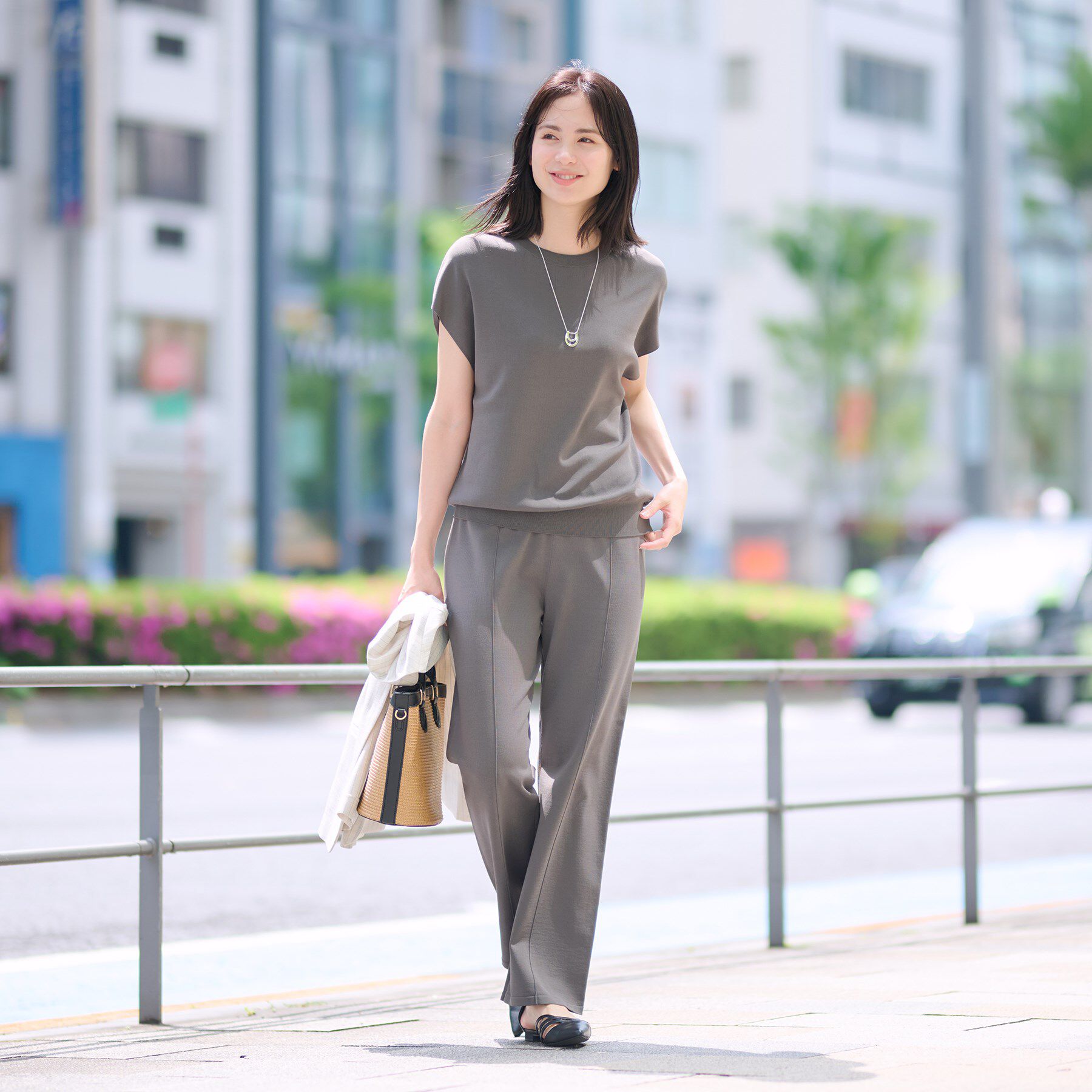 INDIVI「【洗える／SETUP可能】フレンチスリーブ イージーニット」|ニット・セーター|