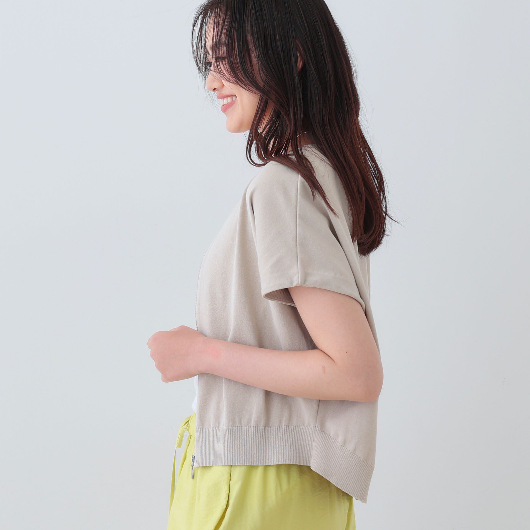 INDIVI「【洗える】ブルゾン風ジップニットベスト」|ニット・セーター|