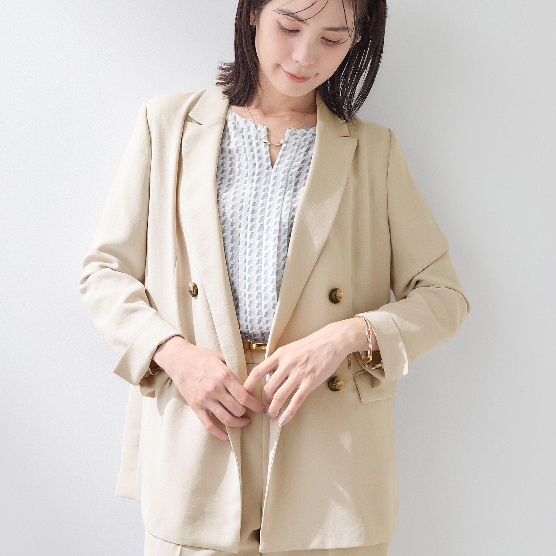 INDIVI「【洗える／多機能／SETUP可】着る日傘ダブルジャケット」|テーラードジャケット|