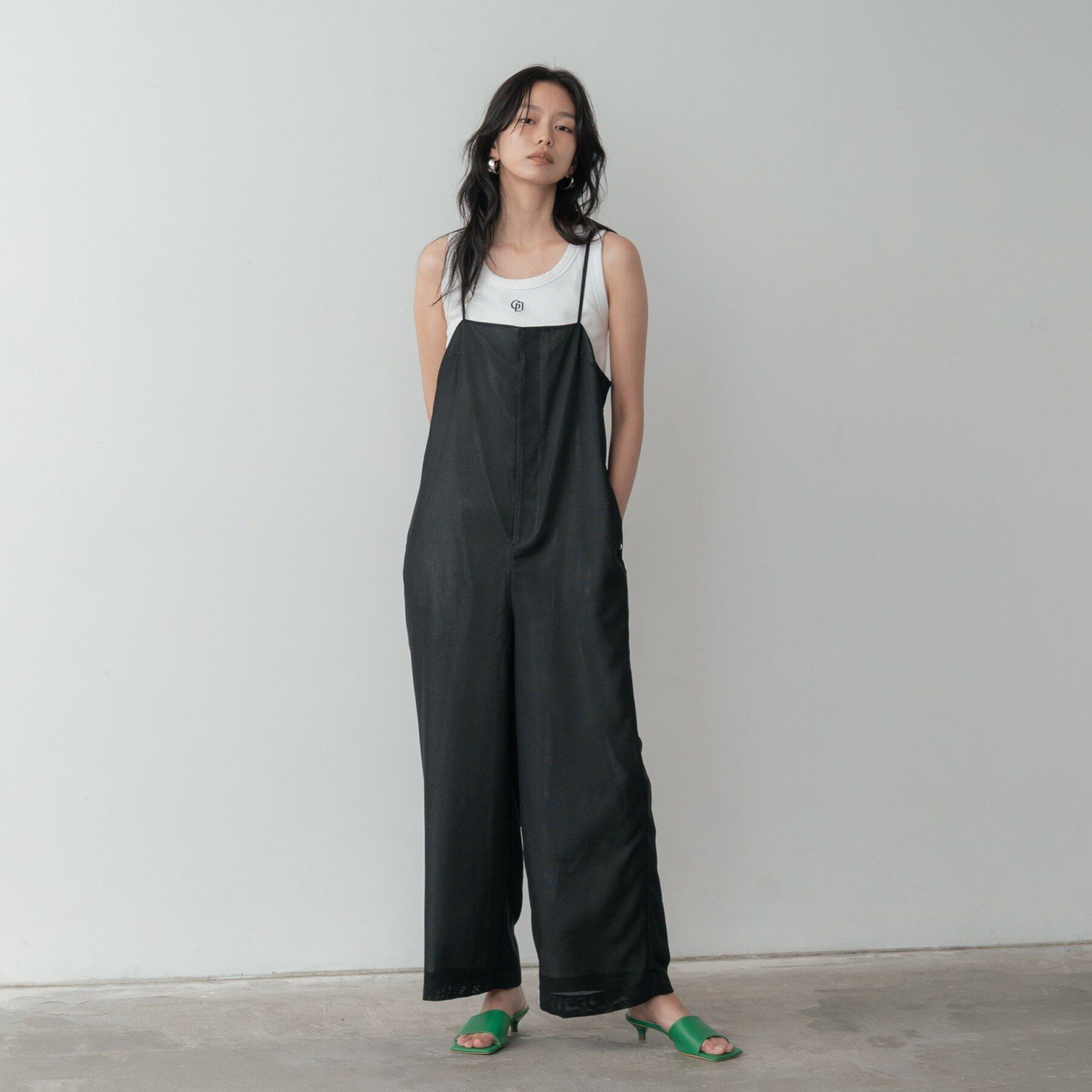 GALLEST「メッシュロンパース」|オールインワン|ブラック(019)