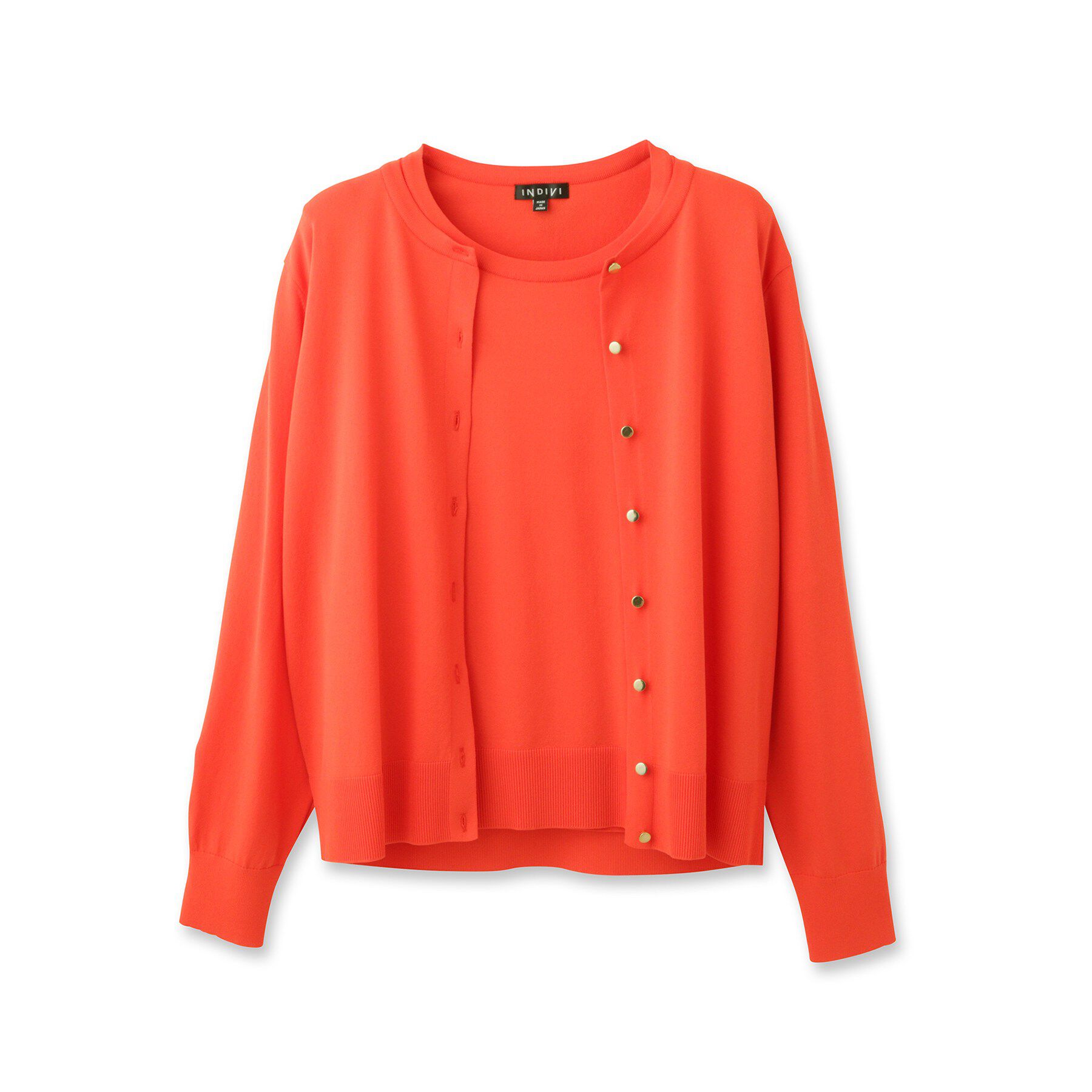 INDIVI「【UVケア/接触冷感／アンサンブル】丸首カーディガン＆袖スリット5分袖ニット」|その他|