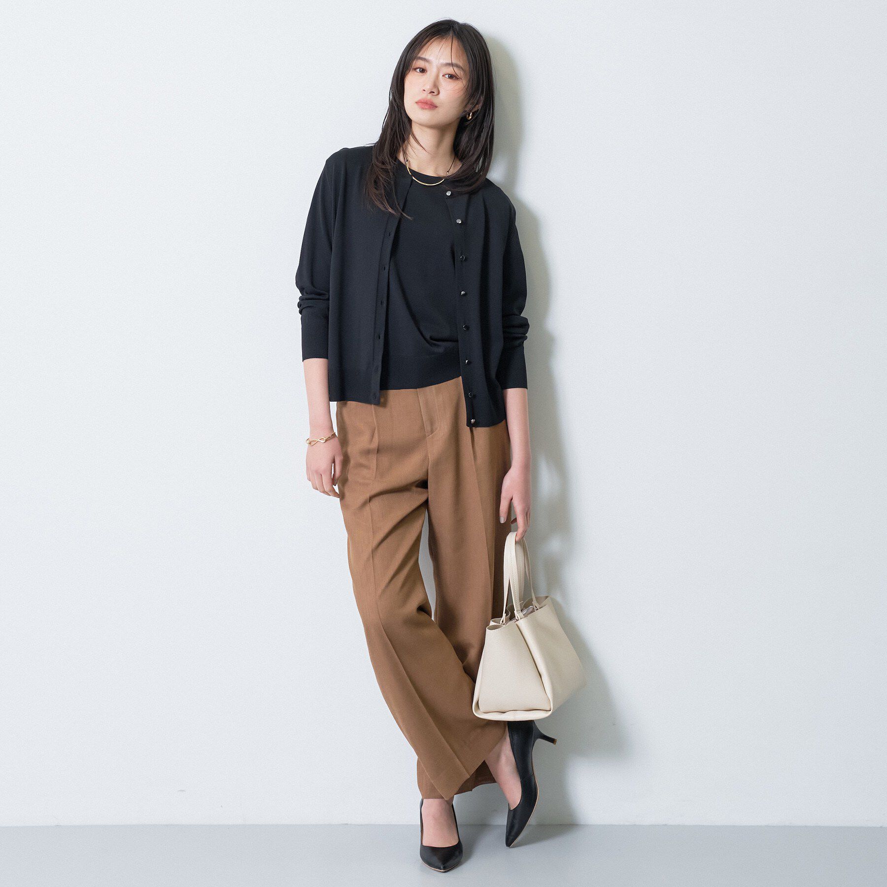 INDIVI「【UVケア/接触冷感／アンサンブル】丸首カーディガン＆袖スリット5分袖ニット」|その他|