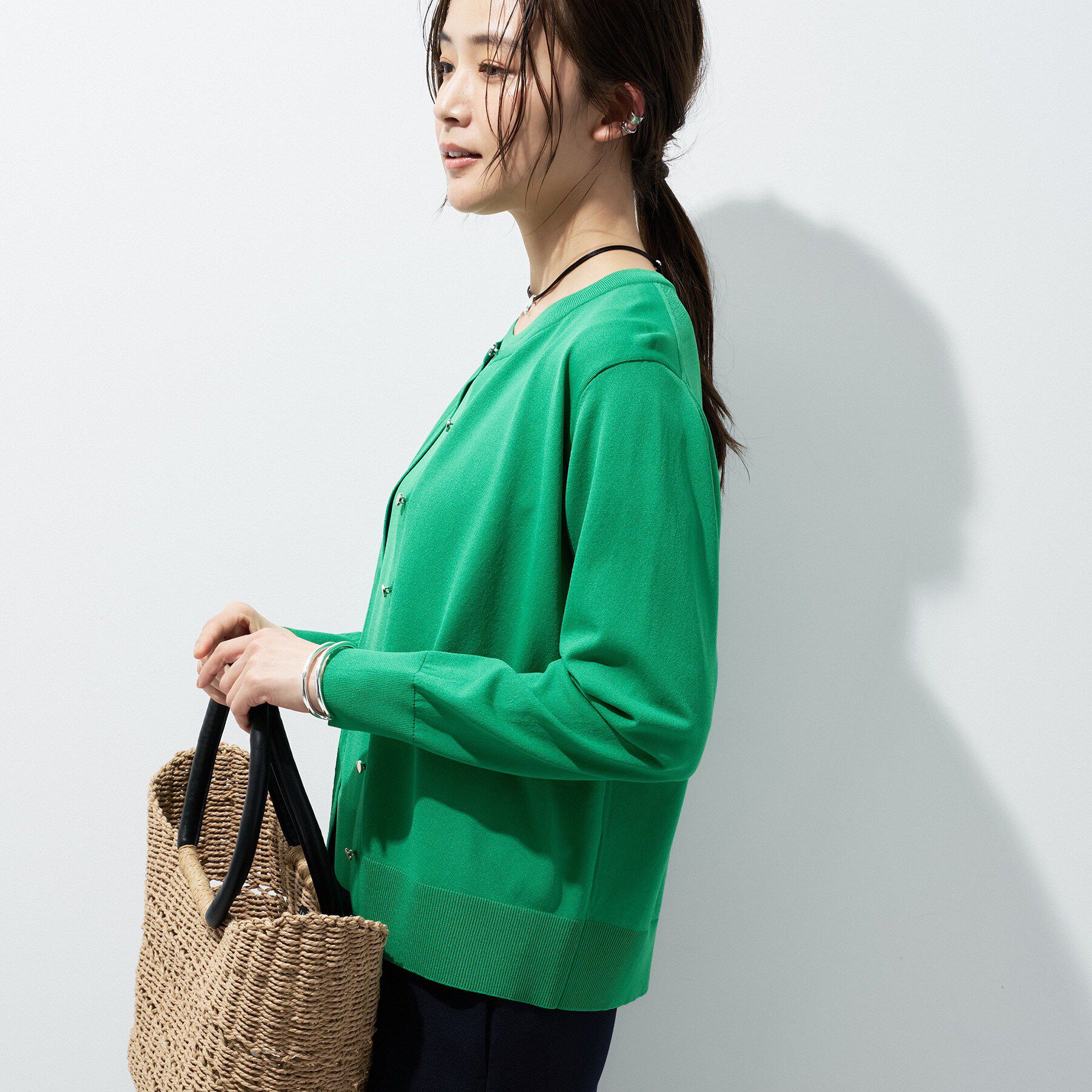 INDIVI「【UVケア/接触冷感／アンサンブル】丸首カーディガン＆袖スリット5分袖ニット」|その他|