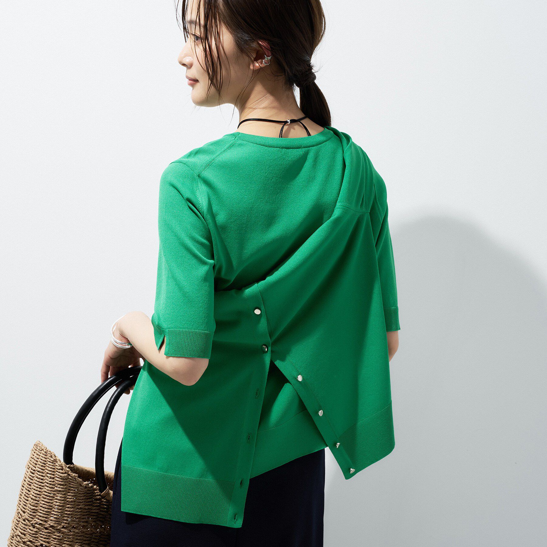 INDIVI「【UVケア/接触冷感／アンサンブル】丸首カーディガン＆袖スリット5分袖ニット」|その他|