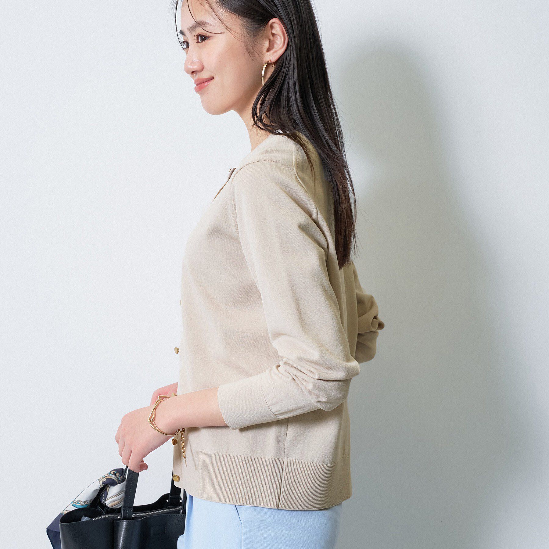 INDIVI「【UVケア/接触冷感／アンサンブル】丸首カーディガン＆袖スリット5分袖ニット」|その他|