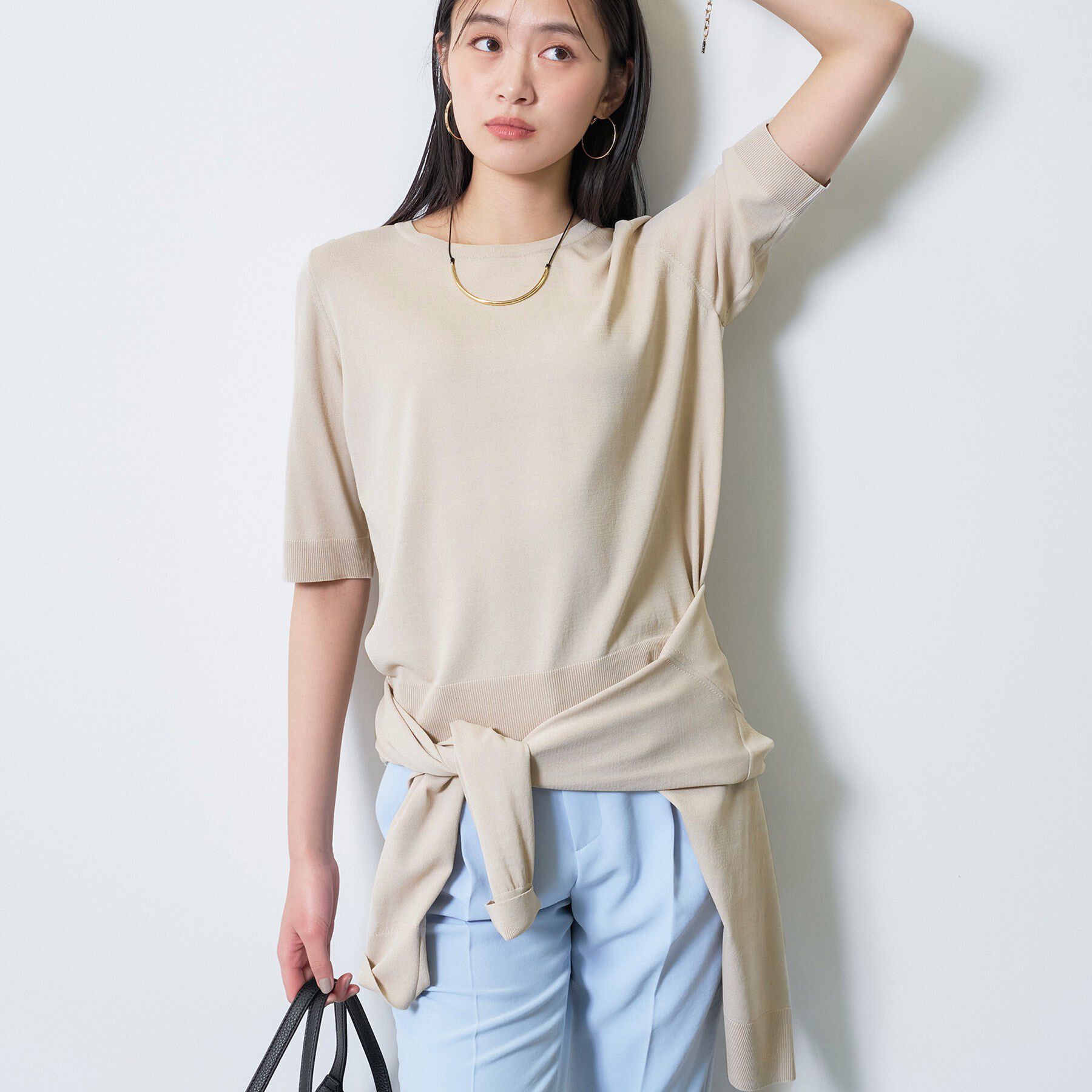 INDIVI「【UVケア/接触冷感／アンサンブル】丸首カーディガン＆袖スリット5分袖ニット」|その他|