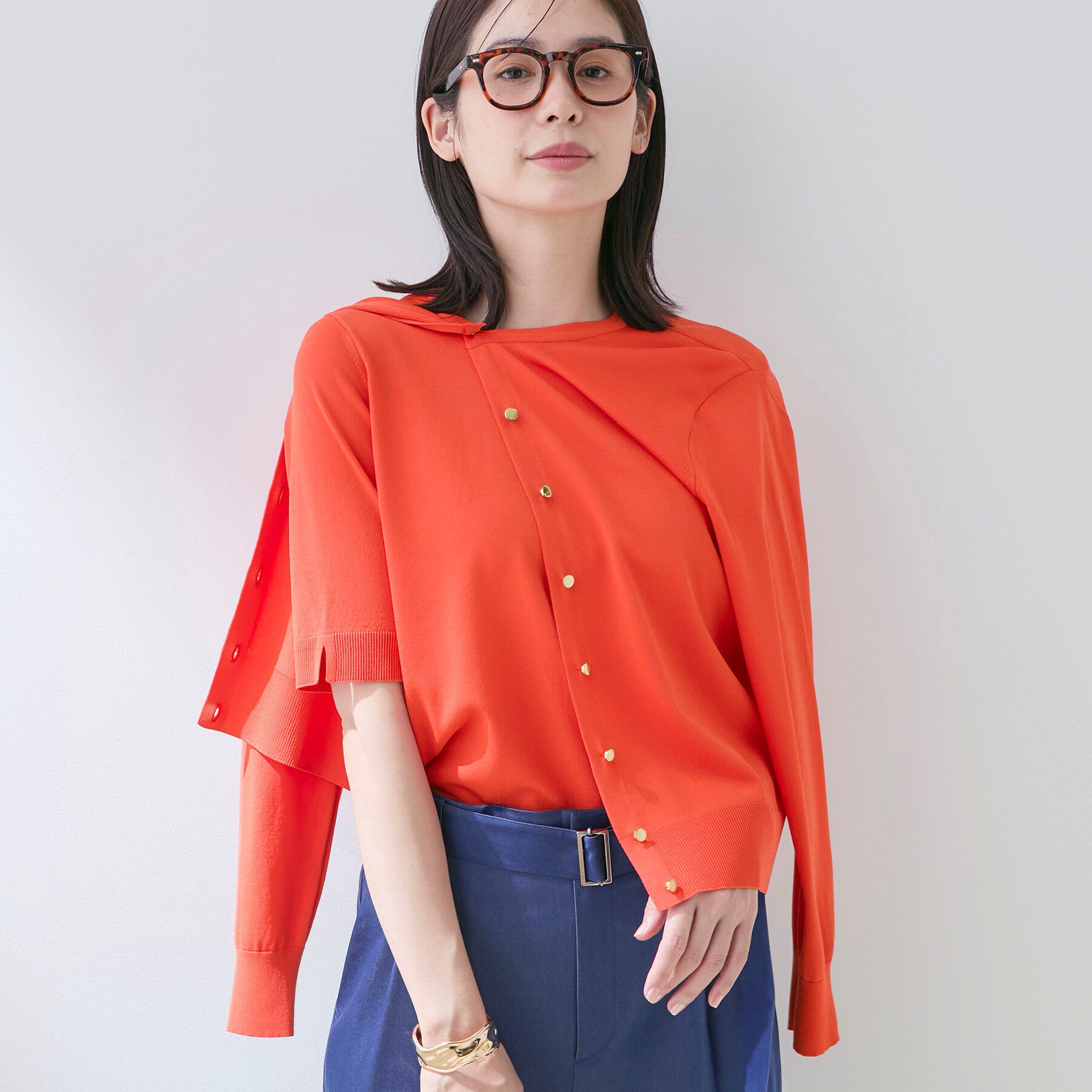 INDIVI「【UVケア/接触冷感／アンサンブル】丸首カーディガン＆袖スリット5分袖ニット」|その他|