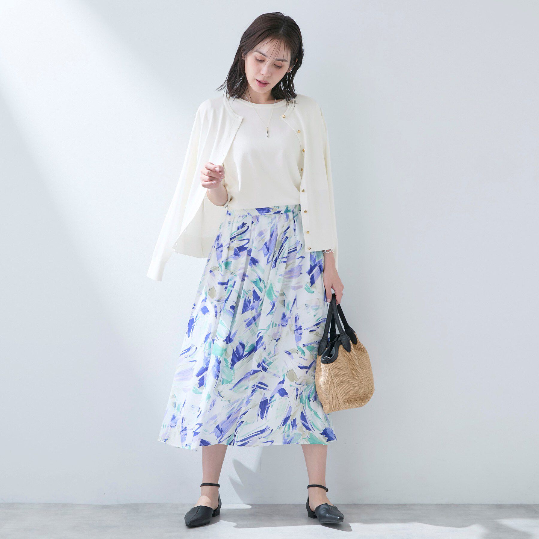 INDIVI「【UVケア/接触冷感／アンサンブル】丸首カーディガン＆袖スリット5分袖ニット」|その他|