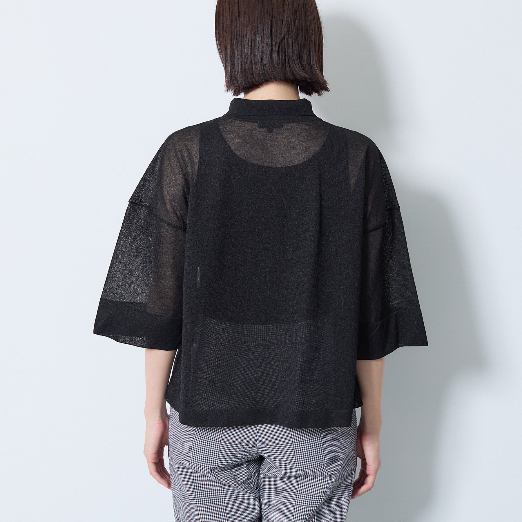 INDIVI「【洗える／シアー】衿付きシャツライクニットカーディガン」|カーディガン|