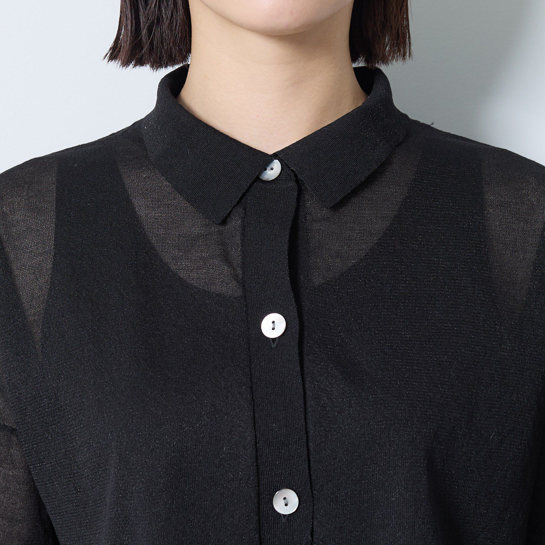 INDIVI「【洗える／シアー】衿付きシャツライクニットカーディガン」|カーディガン|