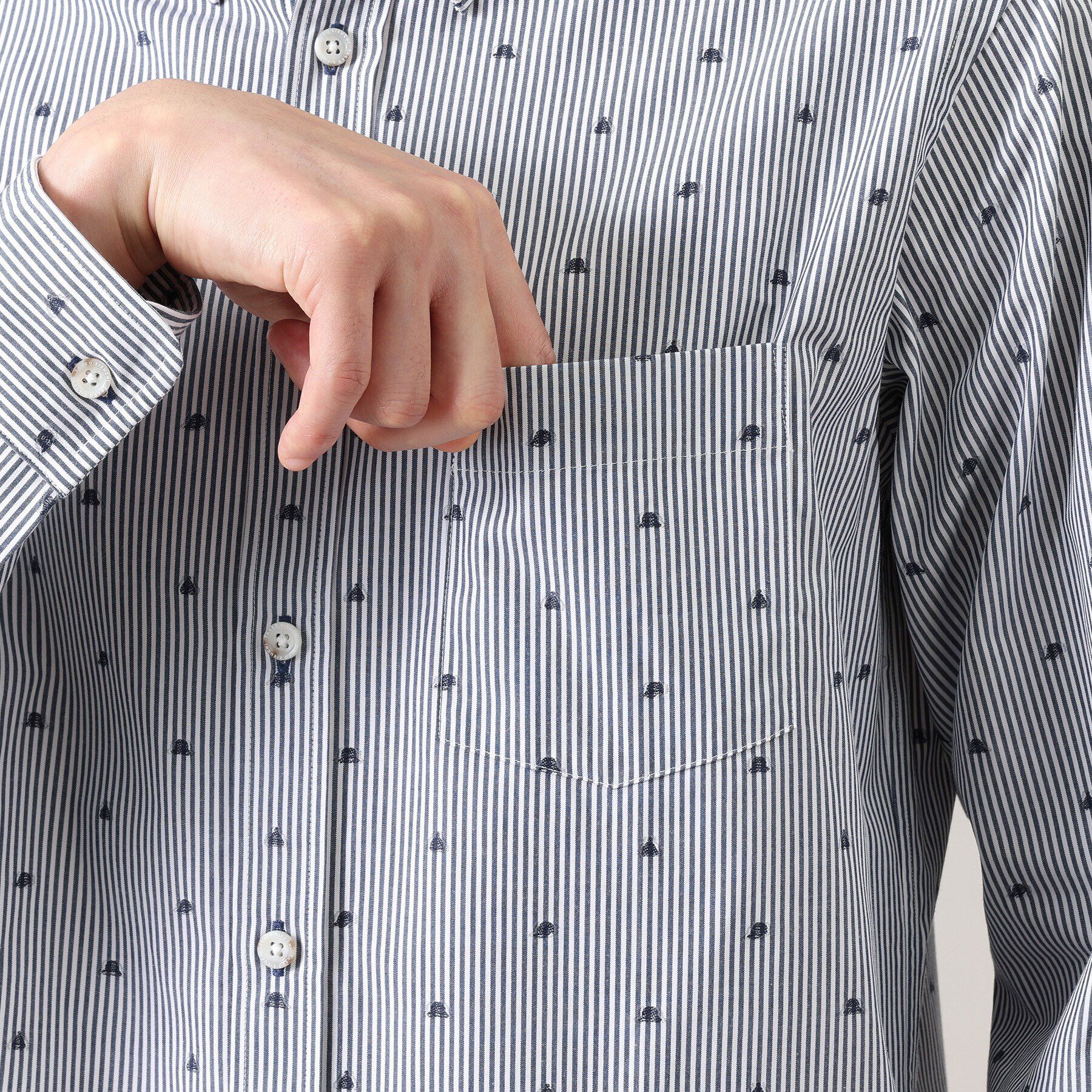 TAKEO KIKUCHI「ハットモチーフ ジャカード ストライプ シャツ」|シャツ・ブラウス|