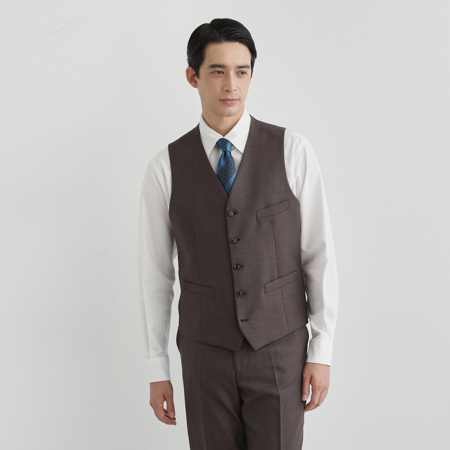 TAKEO KIKUCHI「鱗紋 ベスト」|スーツ|ブラウン(044)