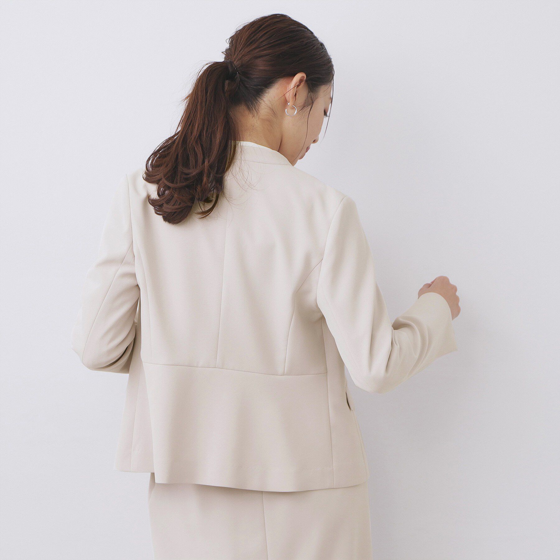 index「ストレッチノーカラージャケット/セットアップ対応【洗濯機OK/防シワ/イージーアイロン】」|ノーカラージャケット|