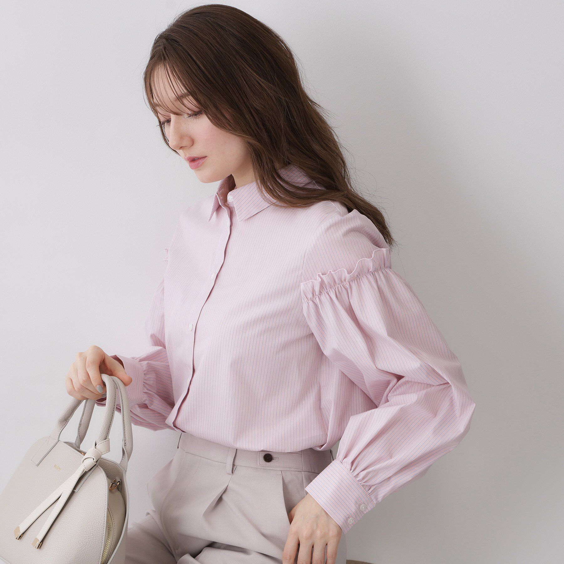 index「ボリュームスリーブブラウス【洗濯機OK】《5col》」|シャツ・ブラウス|ライトピンク(370