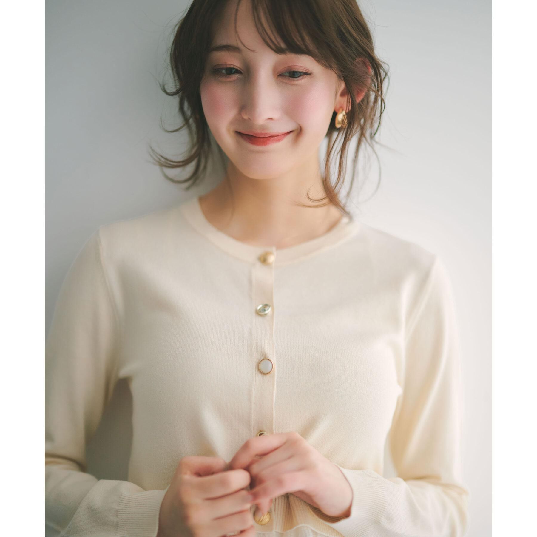 index「ペプラムレイヤード多釦カーディガン【洗濯機OK】」|カーディガン|