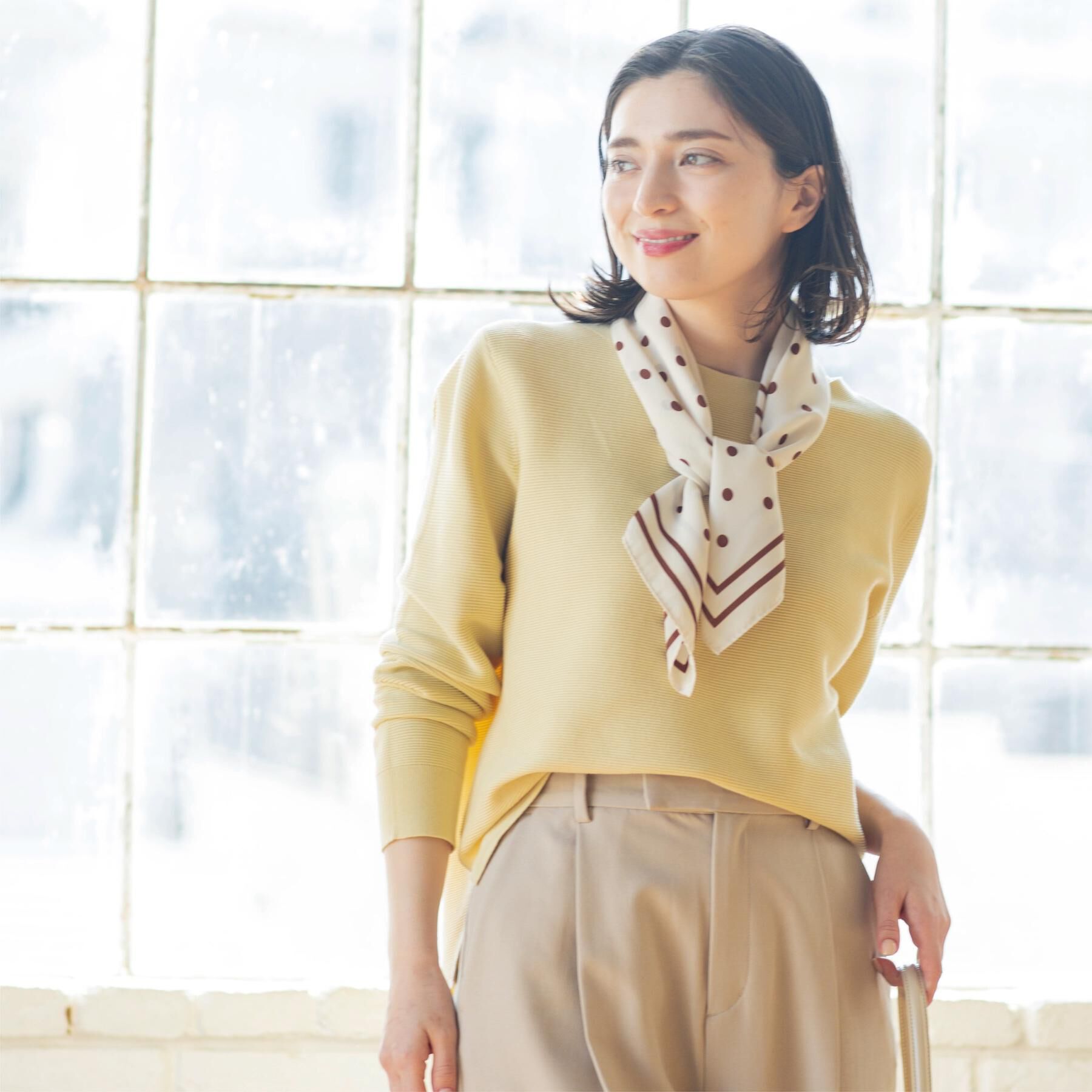 OPAQUE.CLIP「ボートネックガーターニット/オーガニックコットン混【洗濯機OK/UVケア】《6col》」|ニット・セーター|