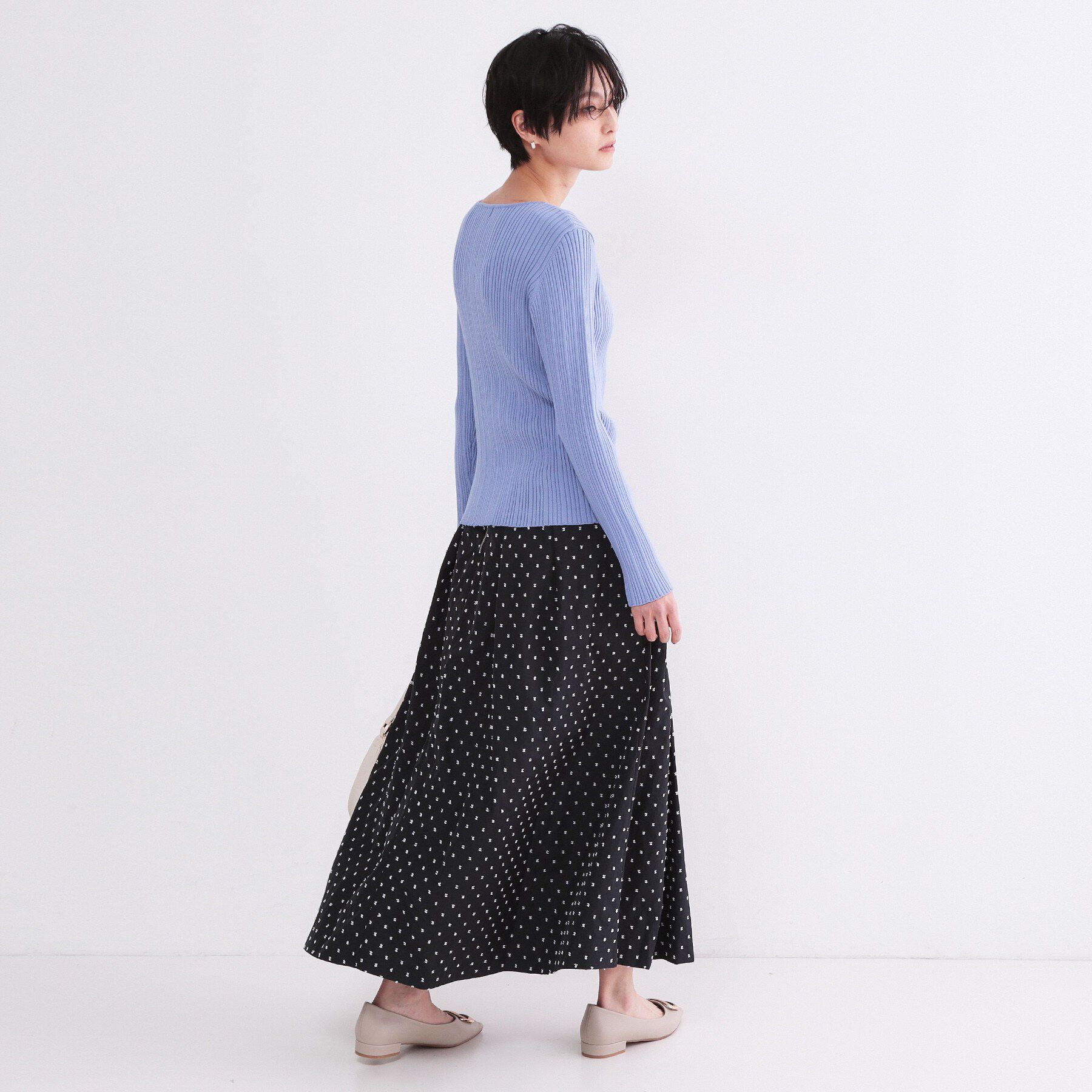 OPAQUE.CLIP「ドビードットタックフレアスカート【洗濯機OK】」|スカート|