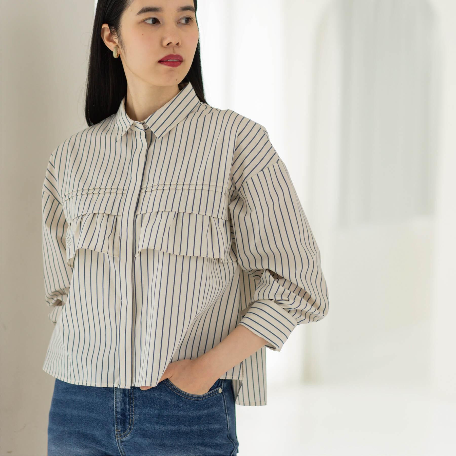 OPAQUE.CLIP「タックフリルシャツ【洗濯機OK】」|シャツ・ブラウス|