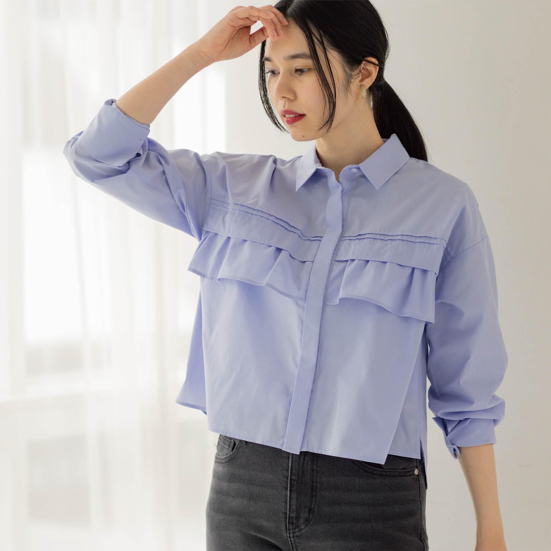 OPAQUE.CLIP「タックフリルシャツ【洗濯機OK】」|シャツ・ブラウス|