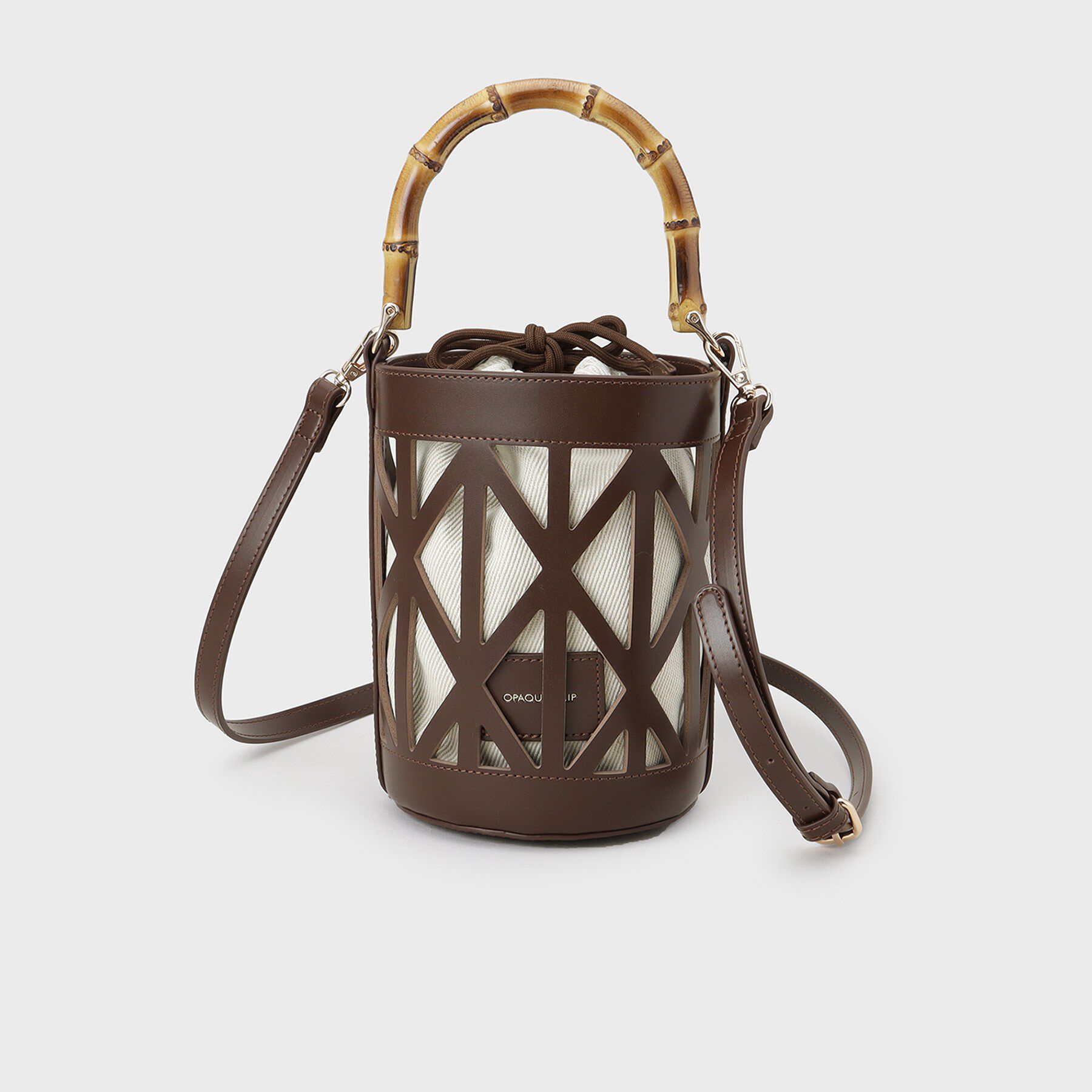 OPAQUE.CLIP「バンブーハンドルパンチングバケツ型バッグ」|ハンドバッグ|