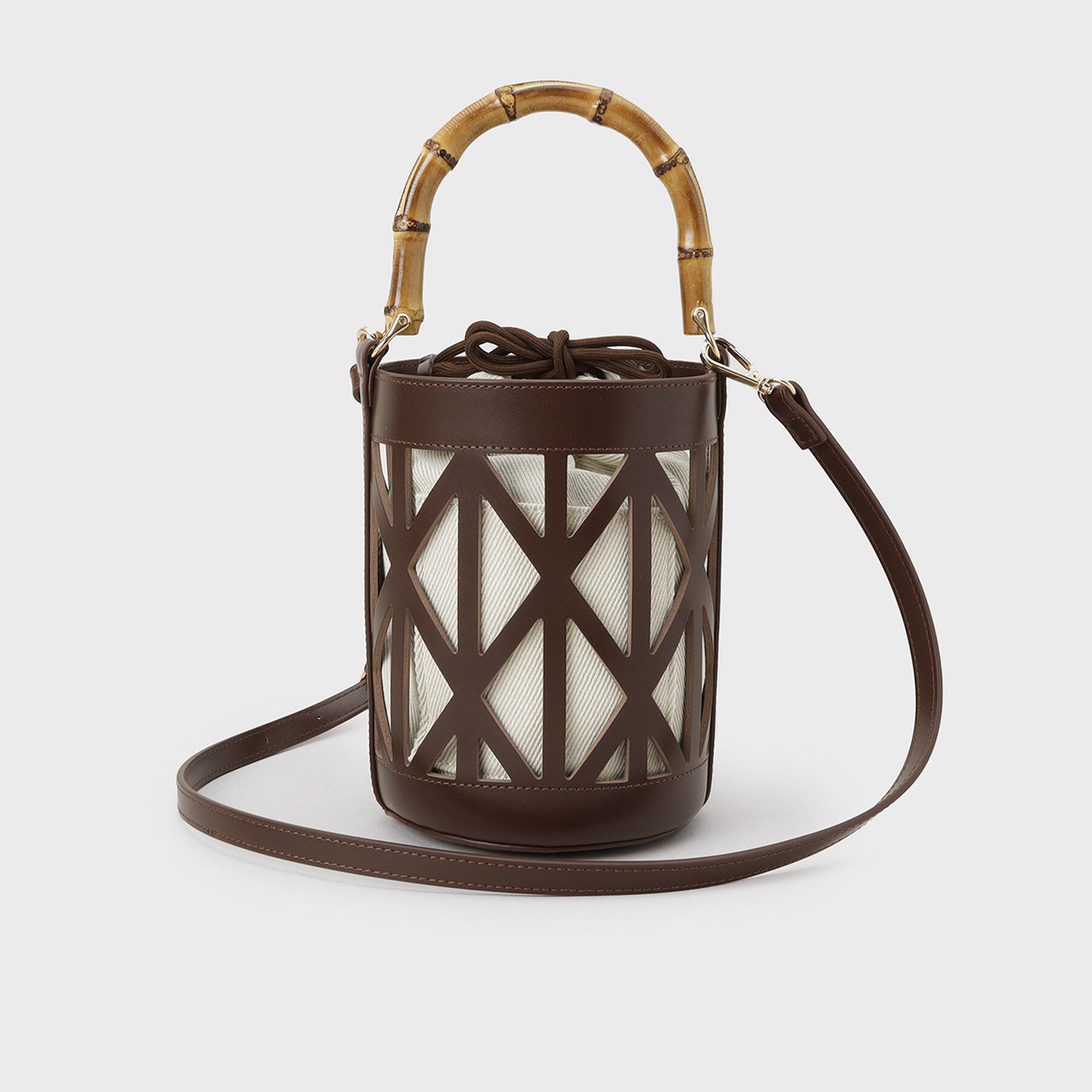OPAQUE.CLIP「バンブーハンドルパンチングバケツ型バッグ」|ハンドバッグ|