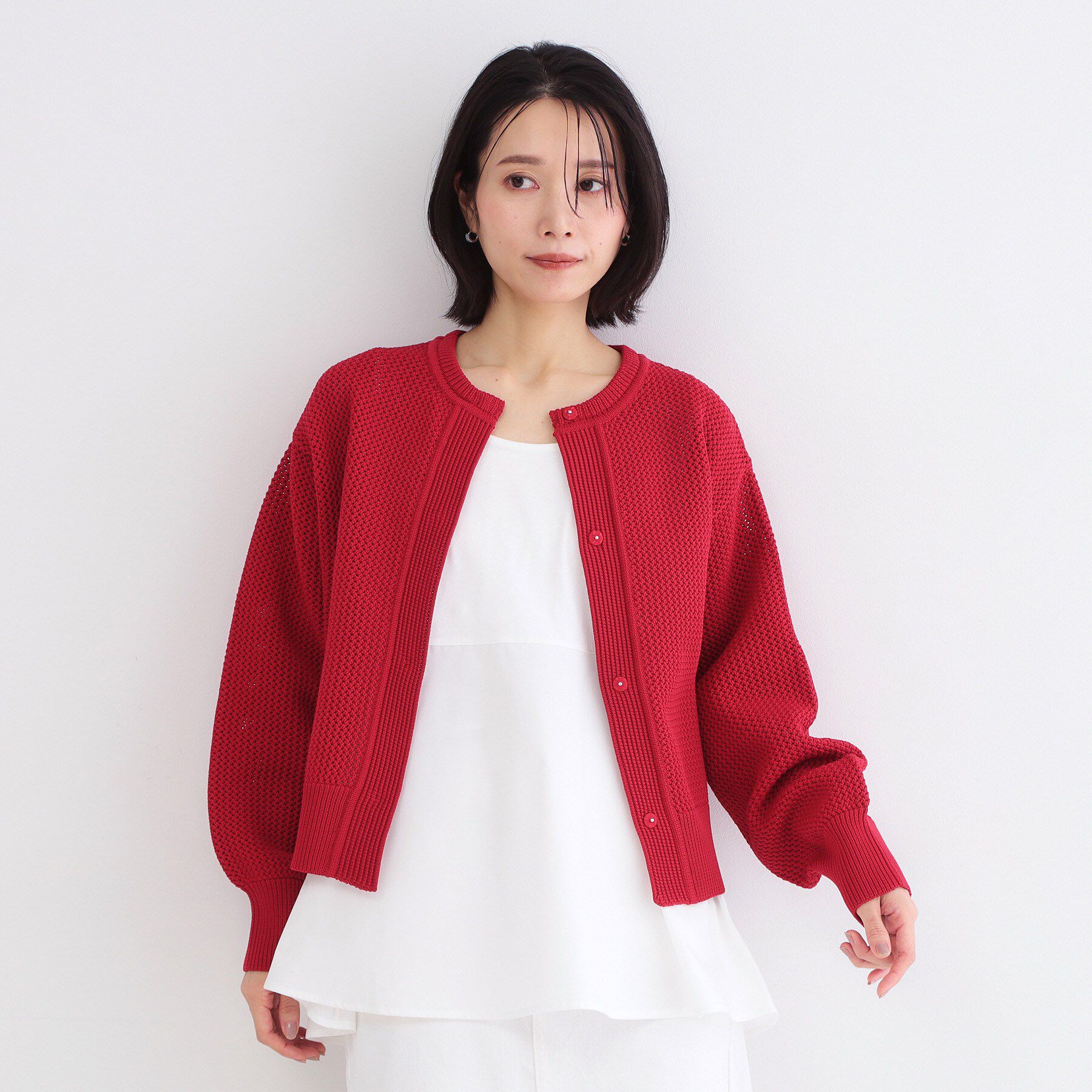 OPAQUE.CLIP「メッシュニットカーディガン【洗濯機OK】」|カーディガン|