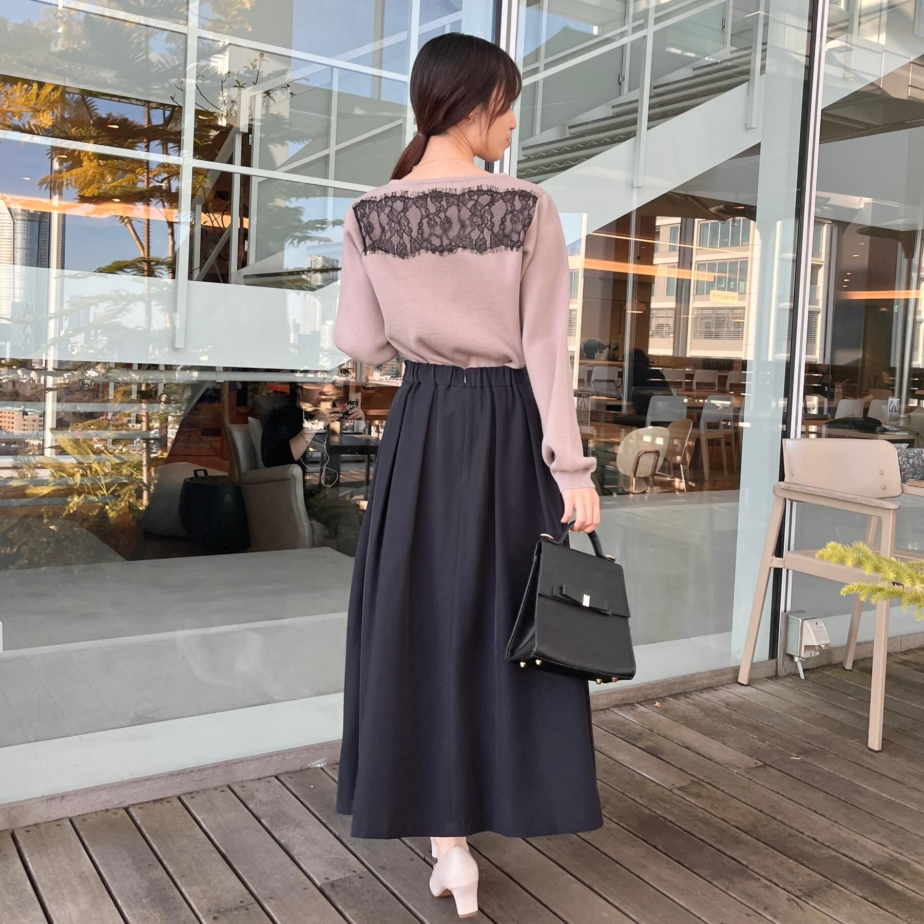 Couture broach「【洗える・通勤】レース ドッキング ニット」|ニット・セーター|