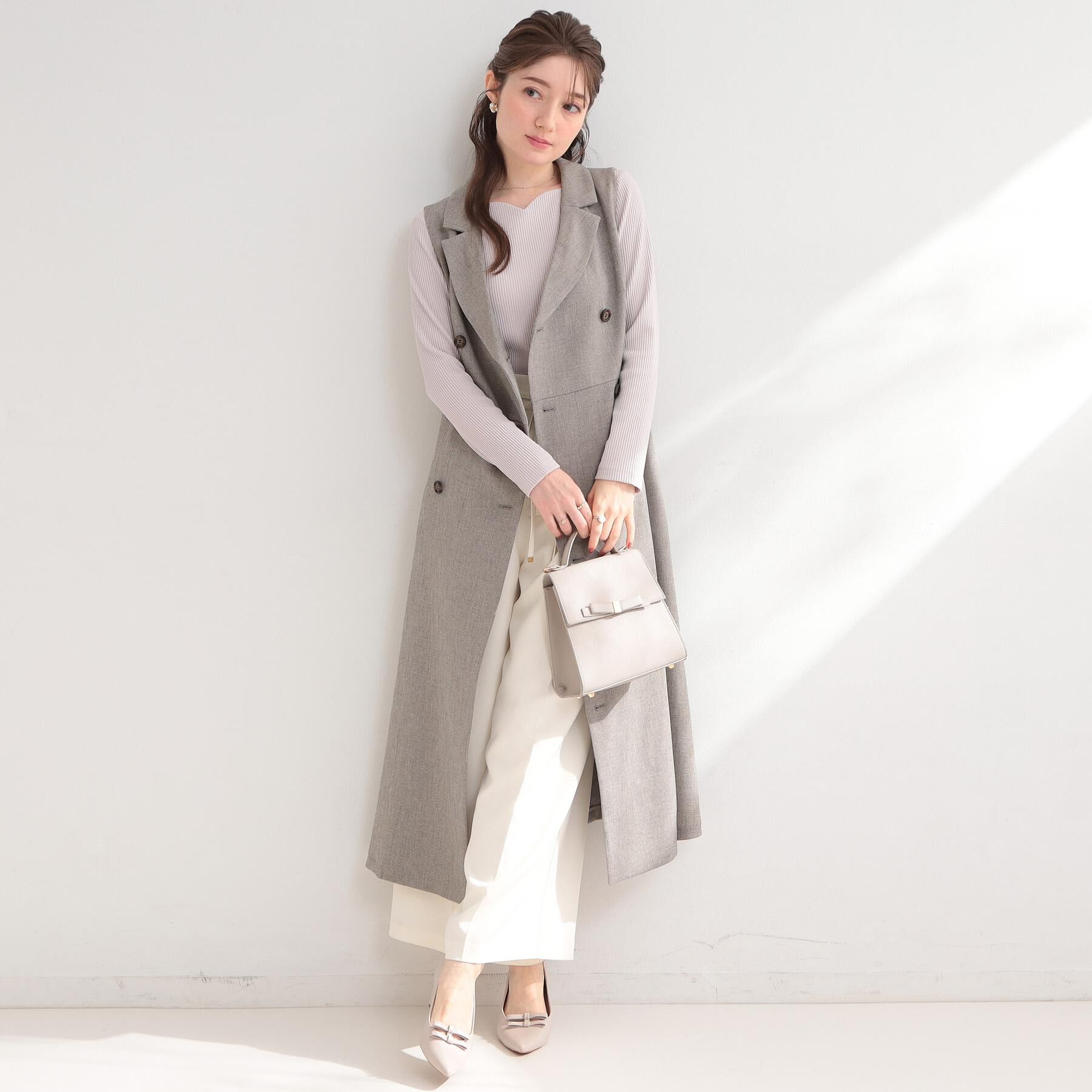 Couture broach「【洗える・S-LL】細リボンデザイン タックワイドパンツ」|その他|