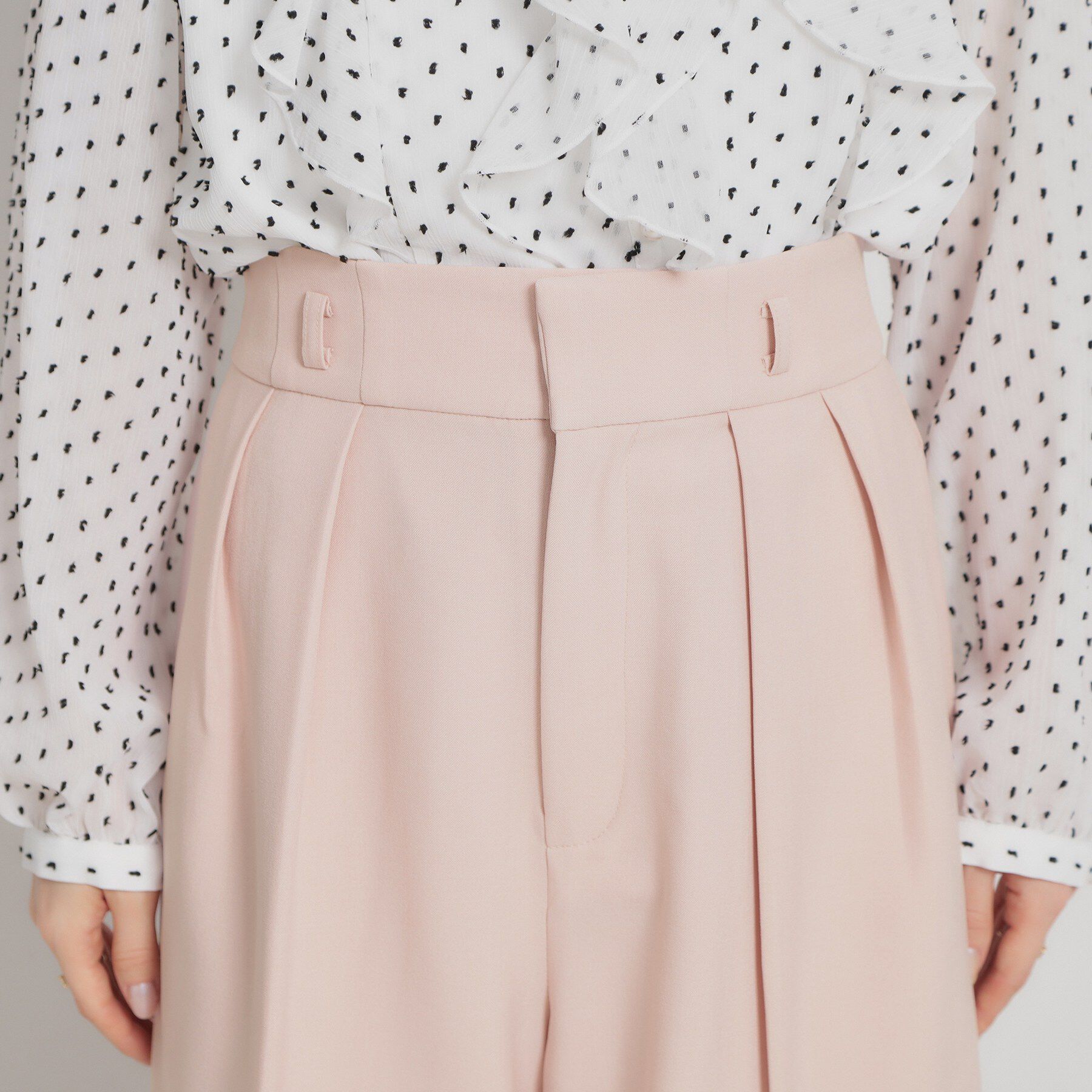 Couture broach「【洗える・S-LL】細リボンデザイン タックワイドパンツ」|その他|