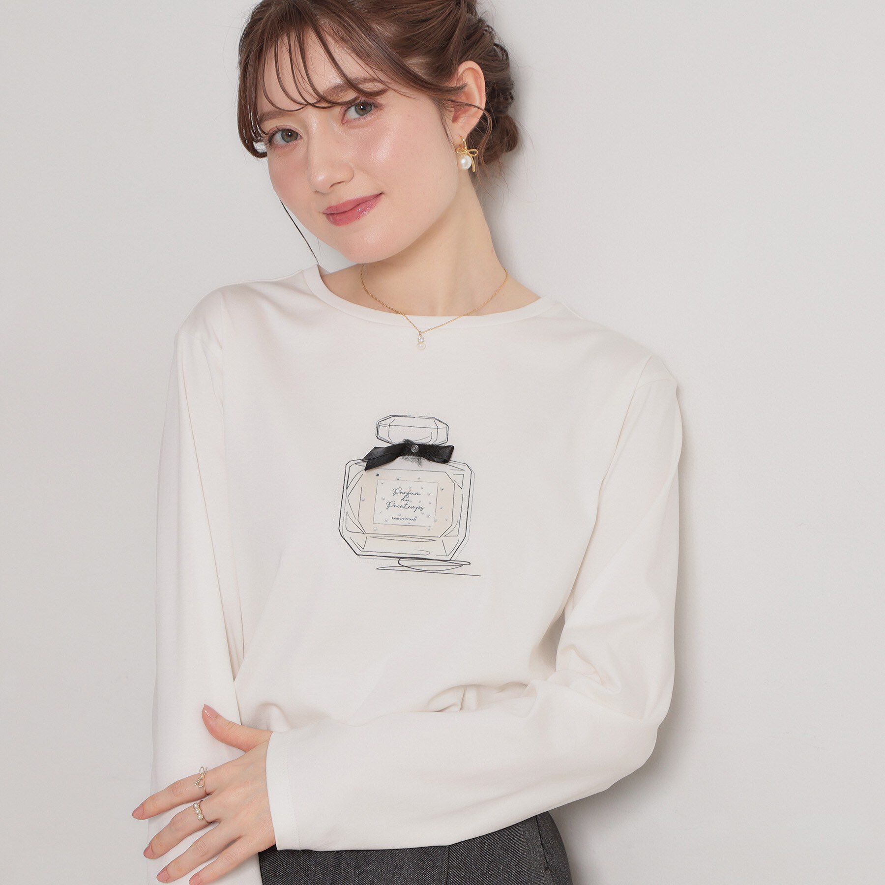 Couture broach「【綿100％・洗える】パリジェンヌ プリントTシャツ」|Tシャツ・カットソー|