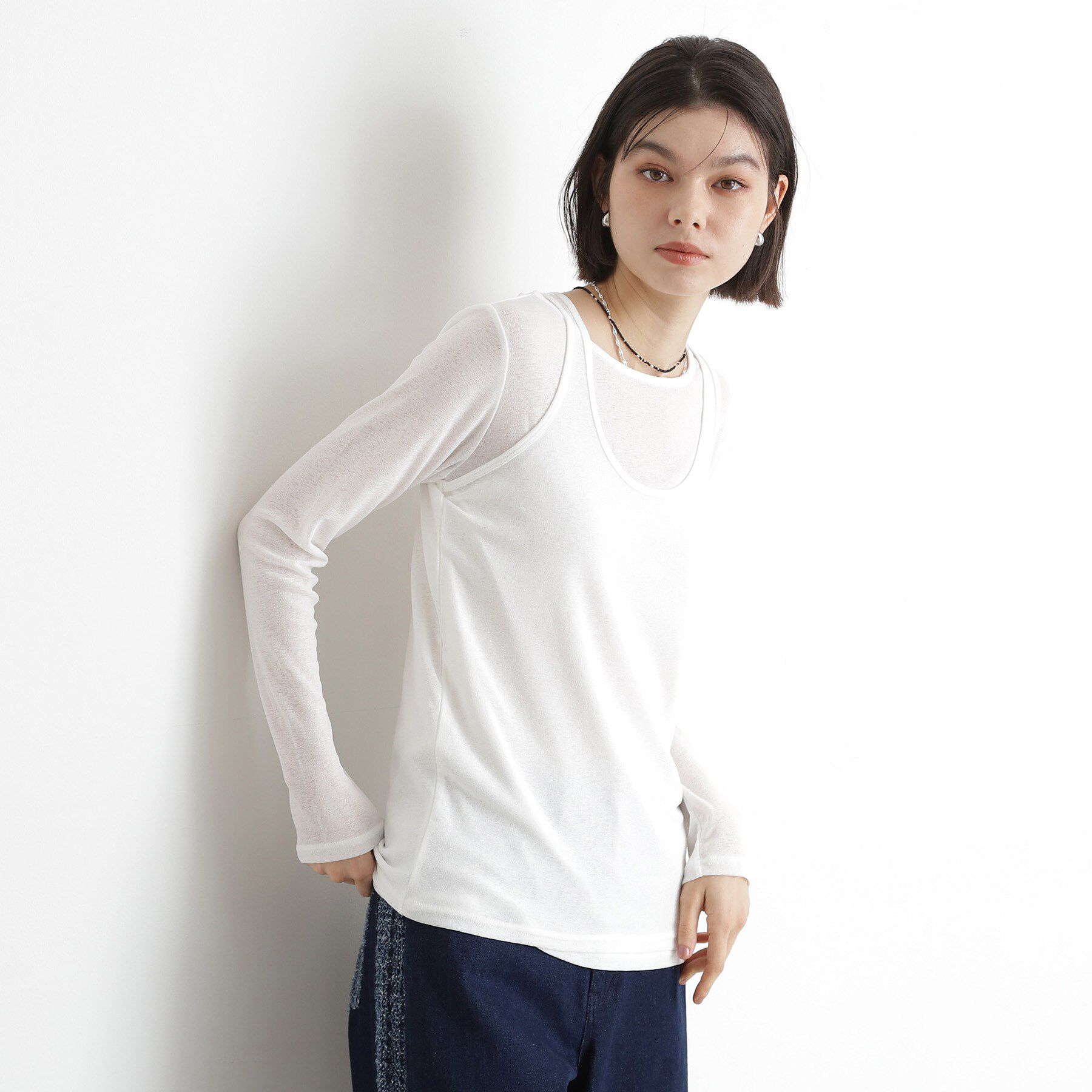 THE SHOP TK「シアーフライスレイヤード　【セットアイテム】」|Tシャツ・カットソー|オフホワイト(003