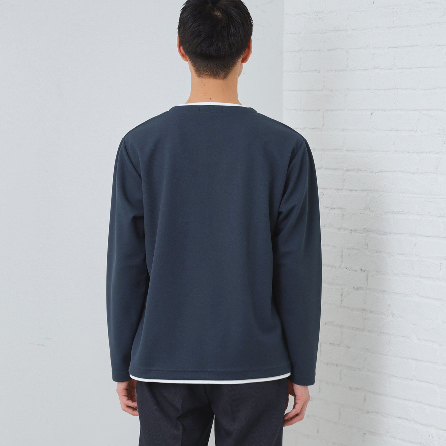 THE SHOP TK「【1枚で手抜きに見えない】キーネック フェイクレイヤード長袖Tシャツ」|Tシャツ・カットソー|