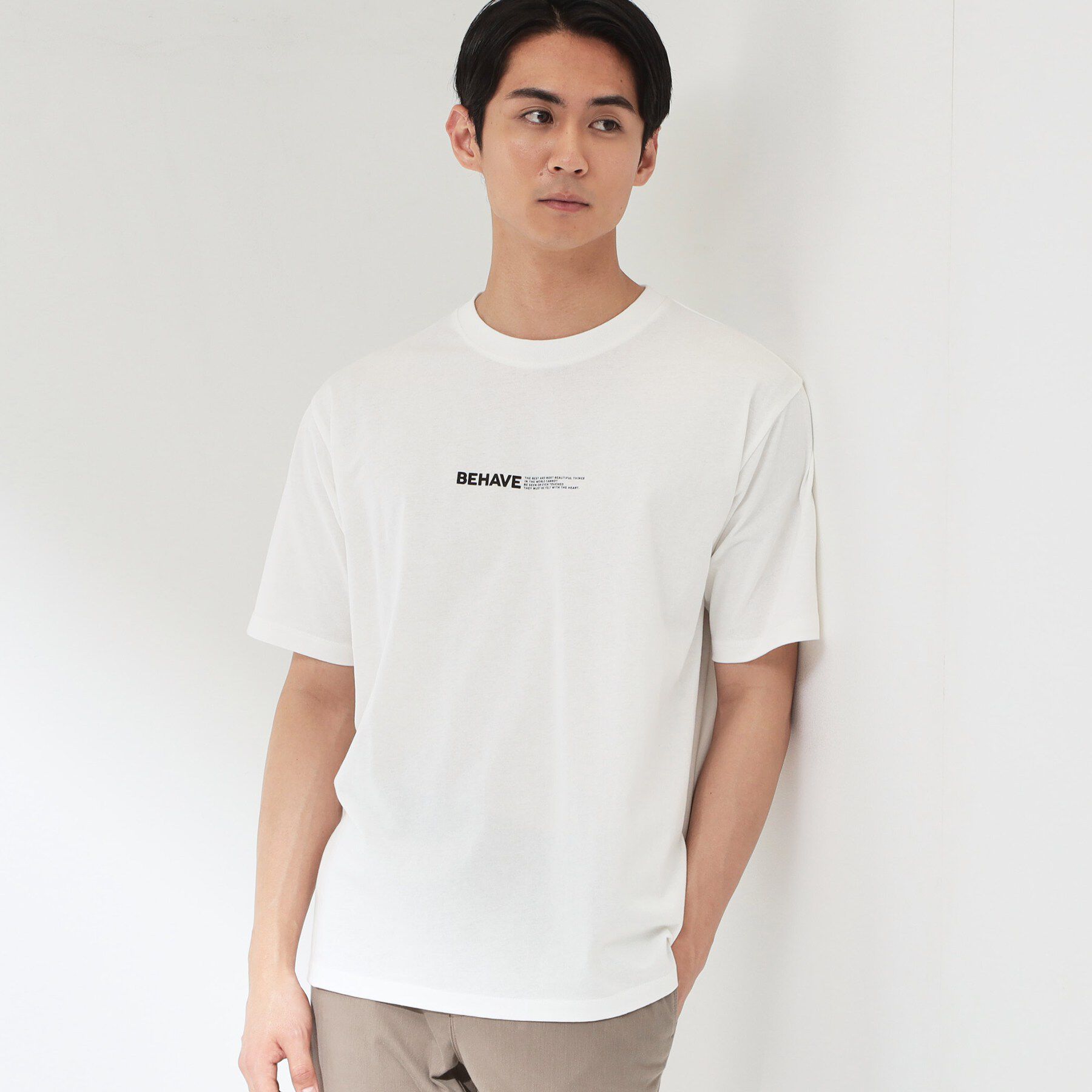 THE SHOP TK「【なめらかでソフトな肌触り】ロゴ コットン半袖Tシャツ 洗濯機OK」|Tシャツ・カットソー|
